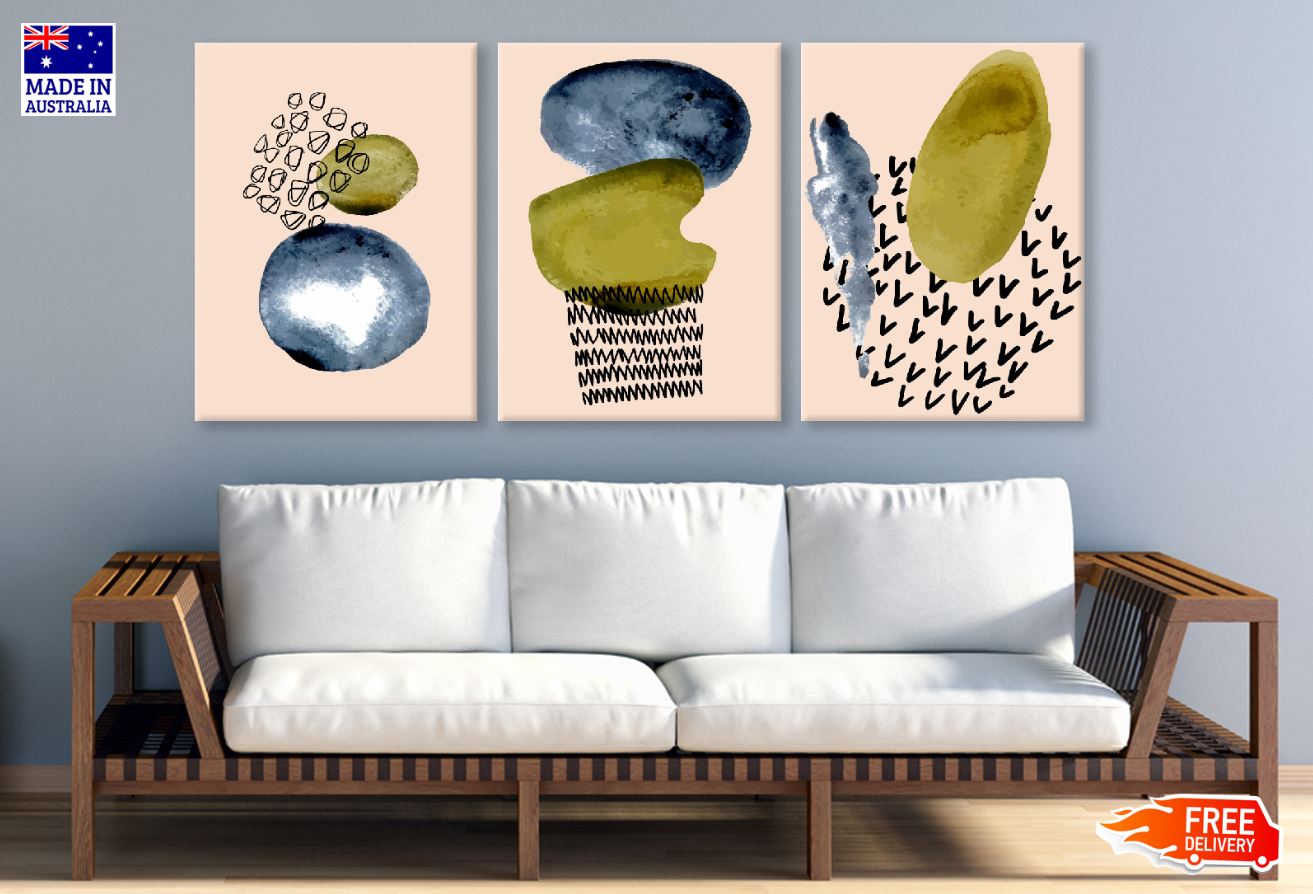 3-Piece Abstract Vector Art Wall Canvas Set - High Quality Print, 100% Australian Made, Ready to Hang - Perfect for Living Room, Bedroom & Office Decor