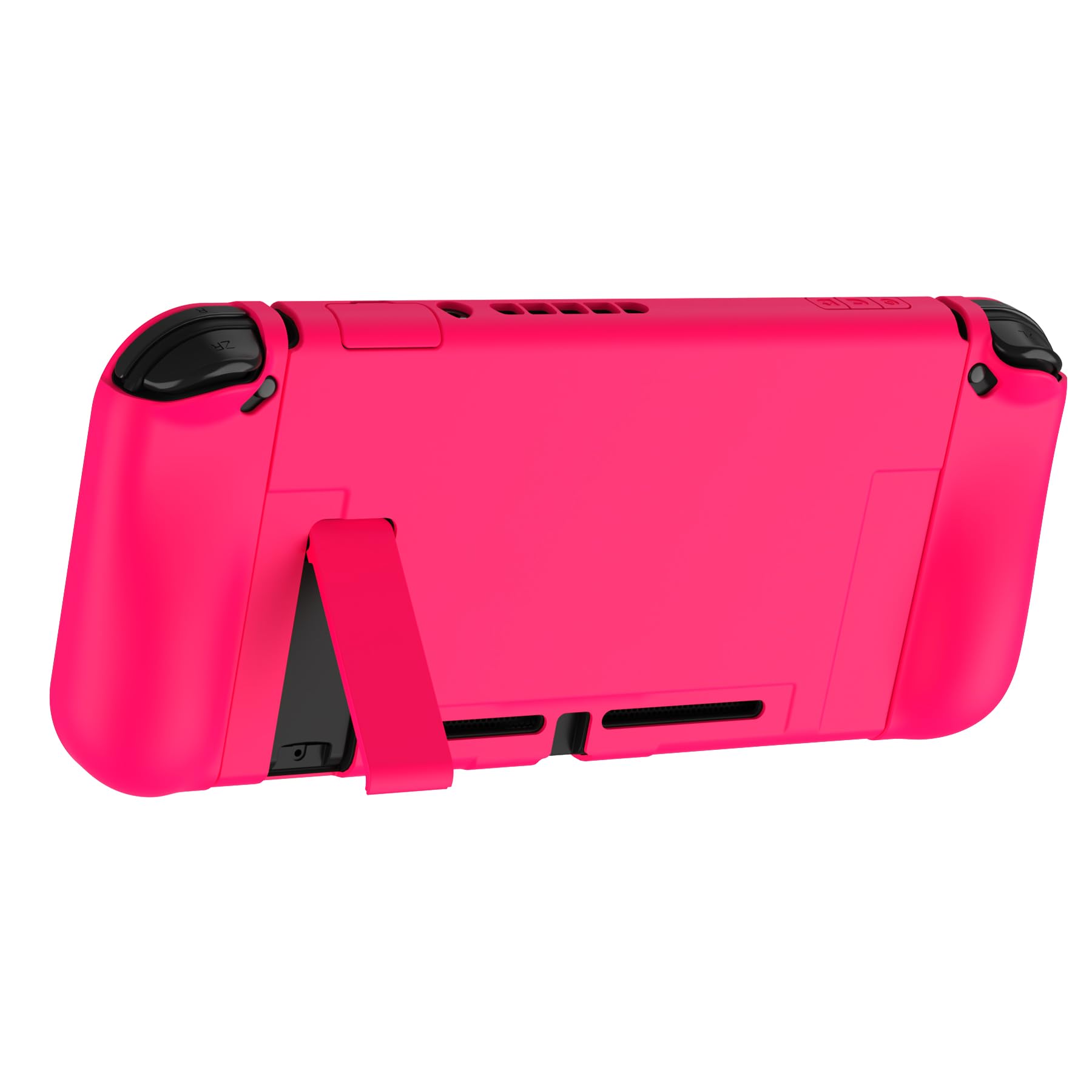 PlayVital Upgraded Dockable Case for Nintendo Switch Joy-Con - Ergonomic Protective Cover with Detachable Shell for Joy-Con Controllers (Glow Pink) - Perfect for Gaming, Travel & Storage Protection
