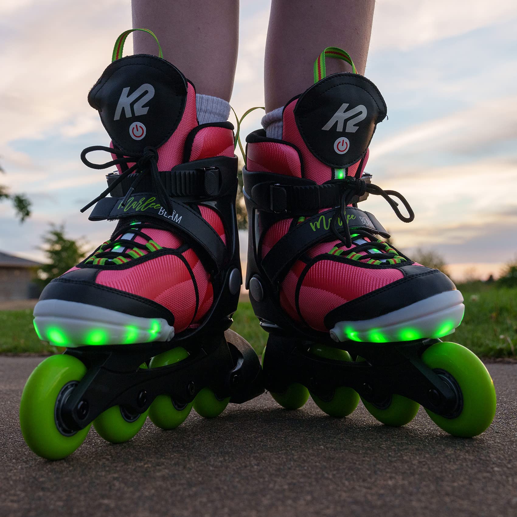 K2 Marlee Beam Adjustable Inline Skates for Girls - Lightweight Rollerblades with Comfortable Fit for Outdoor Skating, Park Rides & Fitness Training