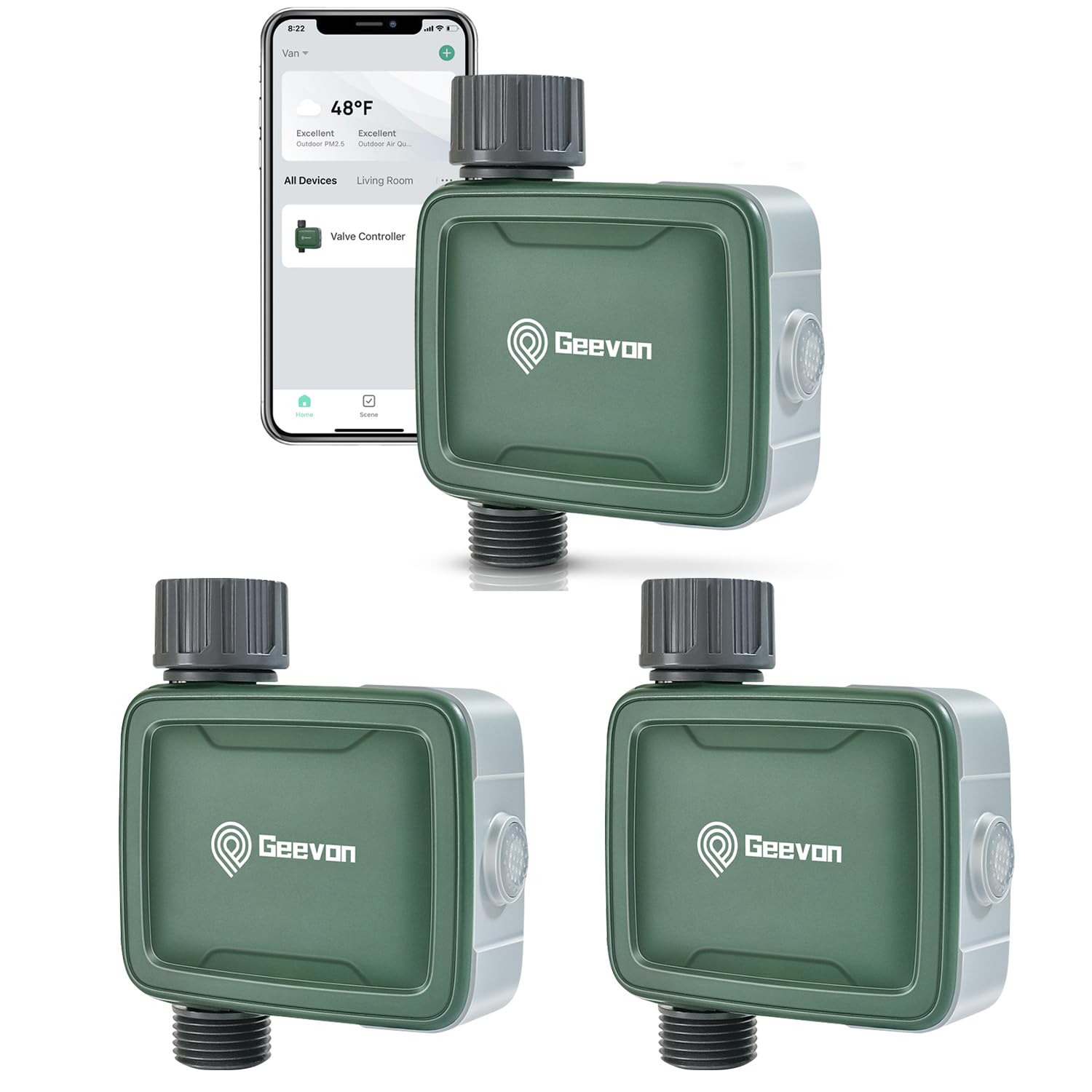 Geevon Smart Bluetooth Sprinkler Timer with Brass Inlet & Metal Thread - Wireless Water Timer for Garden, Lawn, RV Tank Filling & Nozzle Sprayer | APP Controlled Irrigation System for Efficient Watering & Outdoor Use