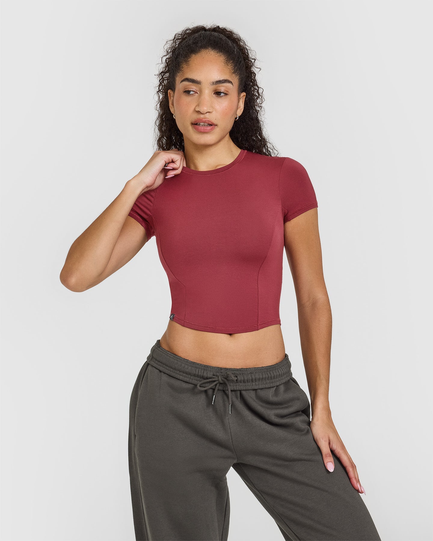 Mellow™ Soft Mid Short Sleeve T-Shirt for Women - Comfortable Cotton Tee in Burnt Cherry | Perfect for Casual Wear, Summer Outfits & Everyday Comfort