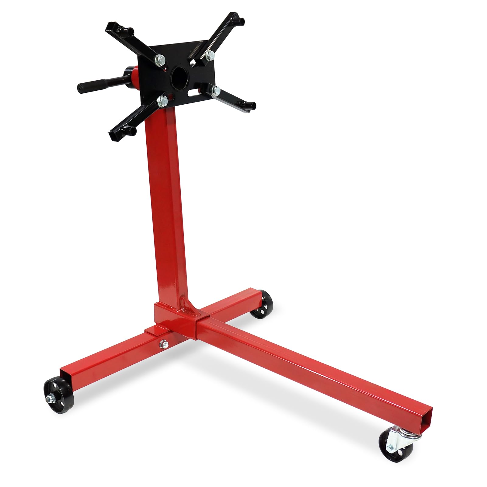 Garvee 750LBS Capacity Rotating Engine Stand - 360° Adjustable Motor Stand with Arms & Caster Wheels - Heavy Duty Auto Truck Engine Dolly Mover for Car Repair, Engine Maintenance & Workshop Use