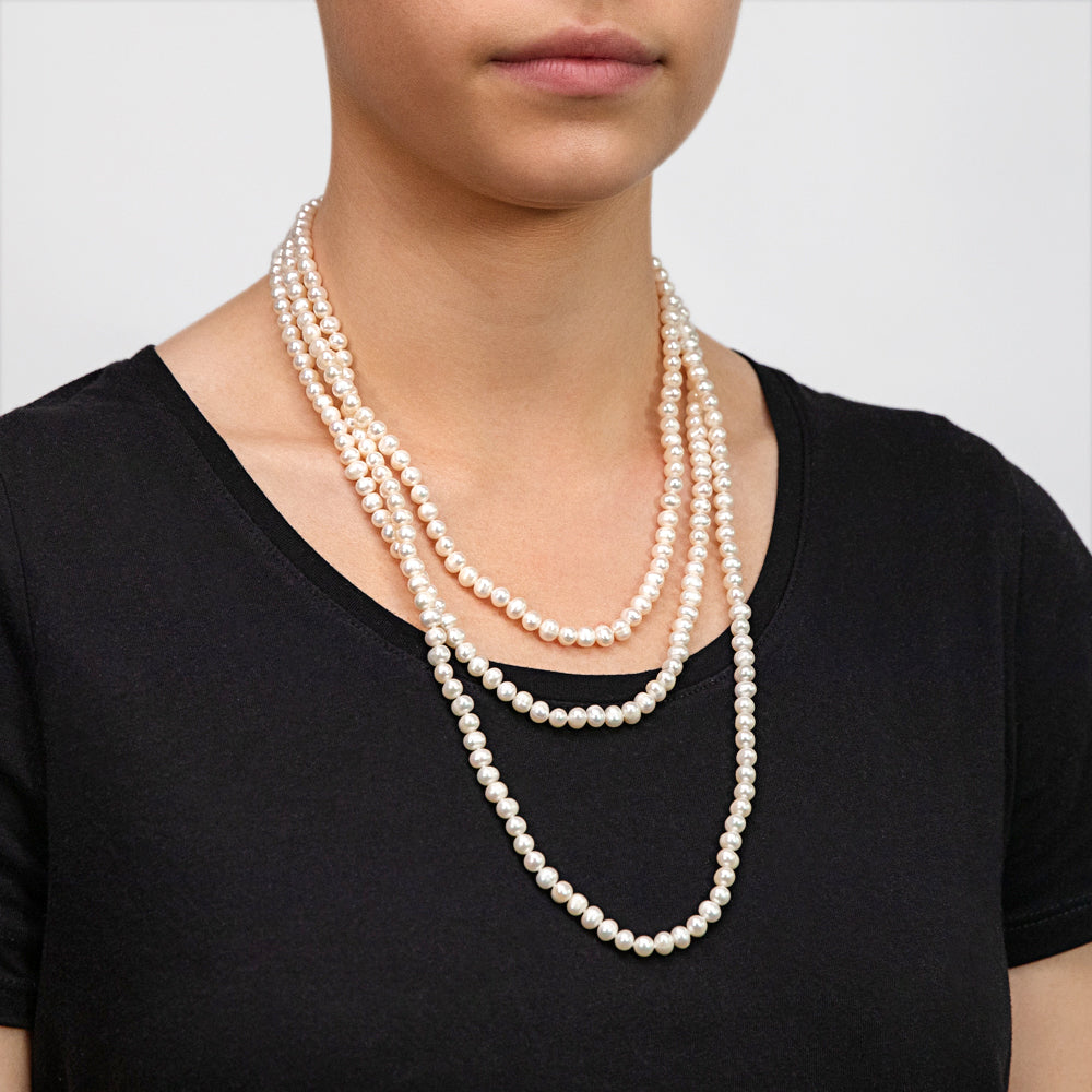 180cm White Freshwater Pearl Necklace - Elegant Bridal Jewelry & Formal Event Accessory for Women