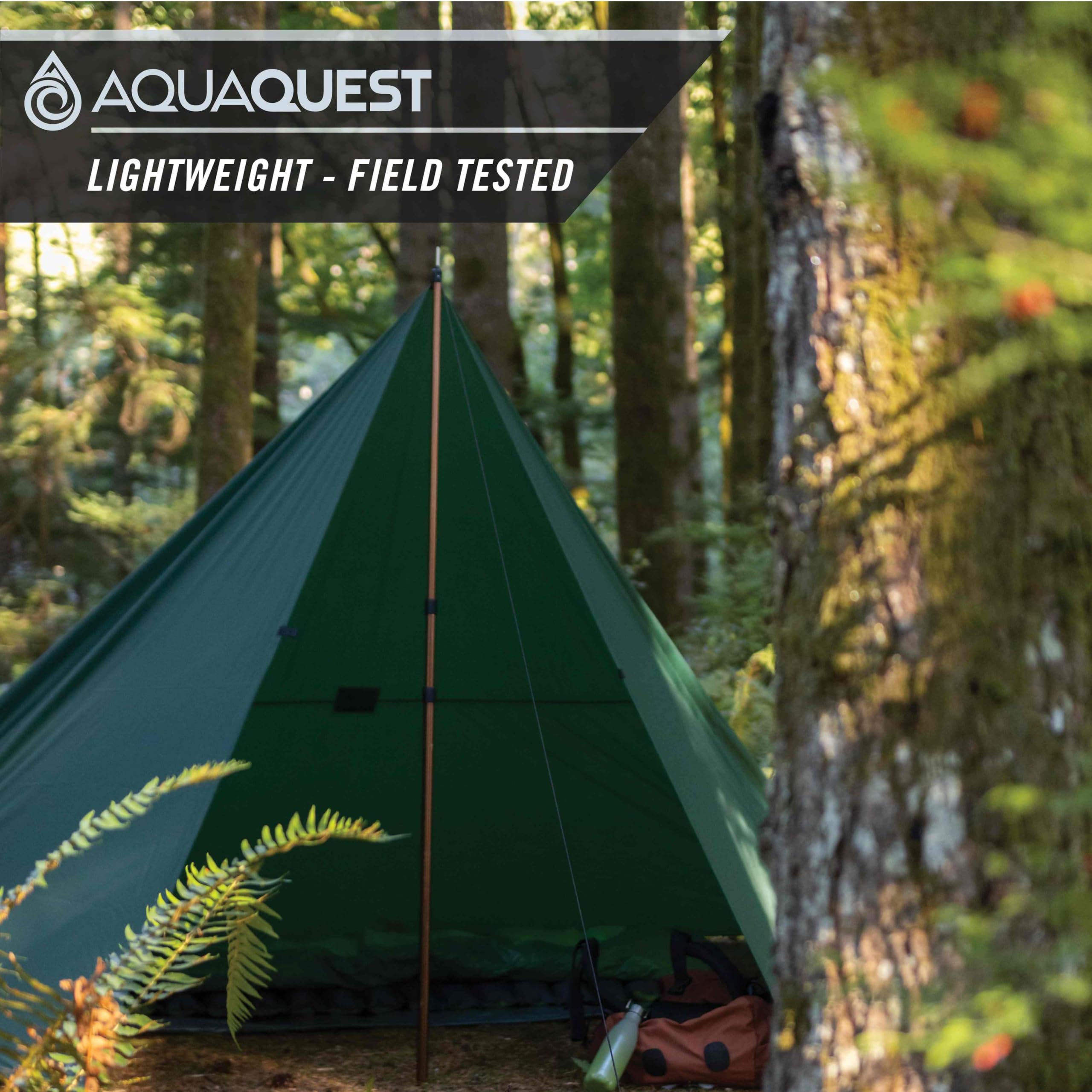 AquaQuest Safari Camping Tarp - Lightweight Waterproof Rain Fly for Hiking, Backpacking, Hammock & Outdoor Adventures | Durable Shelter for Camping, Beach, Picnics & Emergency Survival