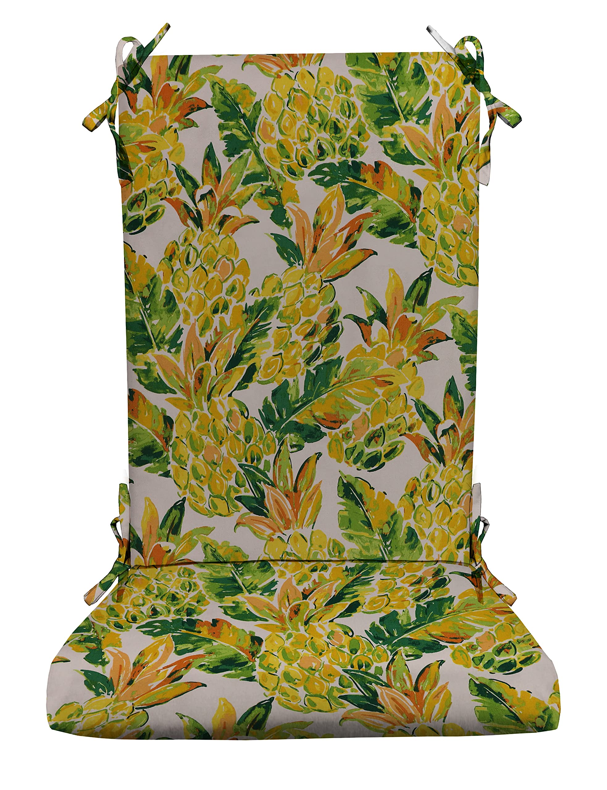 RSH Décor Indoor Outdoor Foam Rocker Cushion - Large Size, Vida Sunkist Pineapple Color - Comfortable Seat Pad for Patio, Garden & Nursery Rocking Chairs