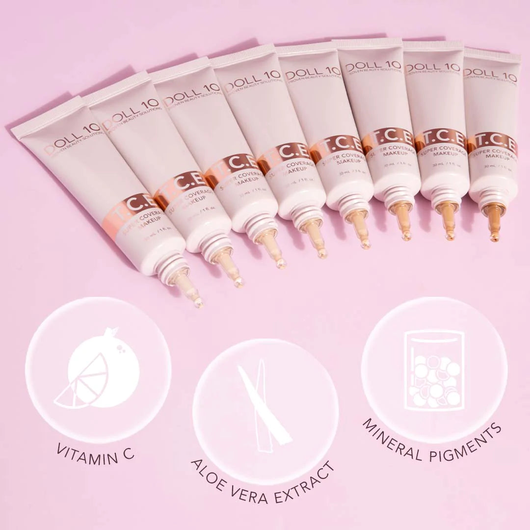 Doll 10 T.C.E Super Coverage Serum Makeup - Full Face Foundation with Hydrating Formula for Flawless Skin | Perfect for Daily Wear, Special Occasions & Photography