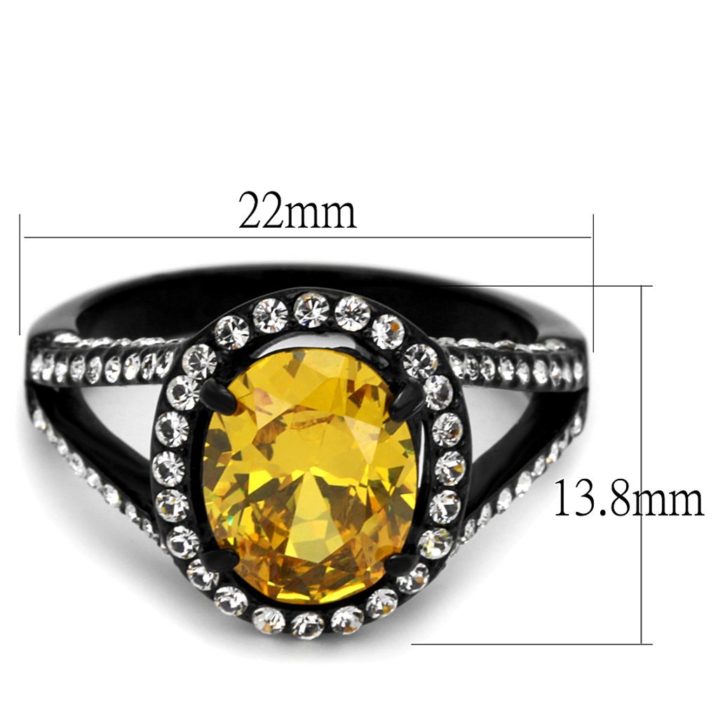 3.26ct Oval Topaz Halo CZ Ring - Stainless Steel Engagement Jewelry for Women (Size 5-10) - Perfect for Weddings & Anniversaries