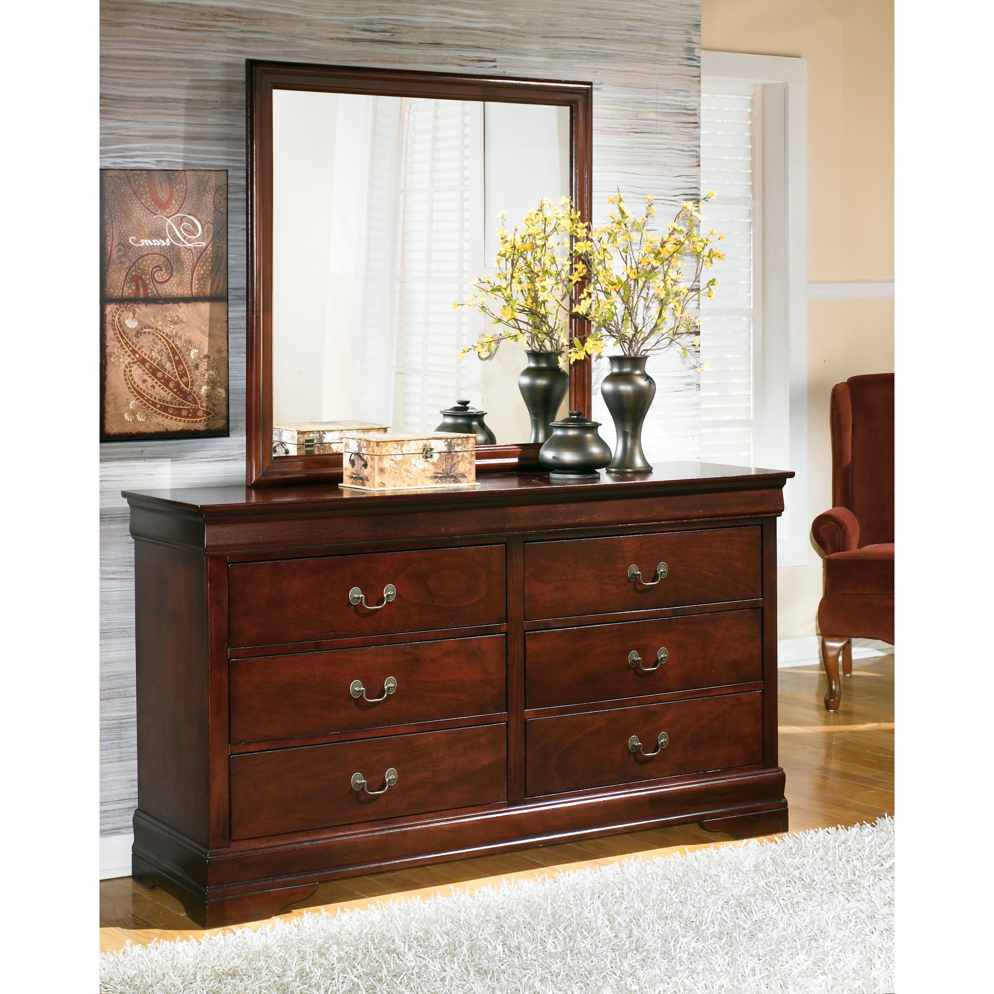 Alisdair 5-Piece Queen Sleigh Bedroom Set in Dark Brown - Complete Bed Frame, Nightstands & Dresser for Elegant Master Bedroom Decor