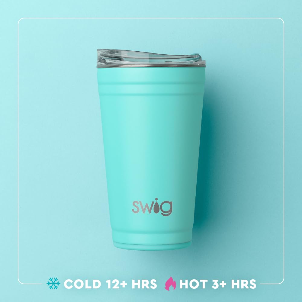 Swig Life 24oz Insulated Stainless Steel Travel Tumbler with EZ Slider Lid - Stackable, Cup Holder Friendly Reusable Coffee Mug for Office, Camping & Road Trips (Wild Thing Design)