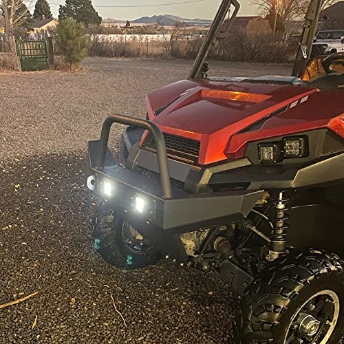 HECASA Heavy Duty Front Winch Bumper with 2x 18W LED Lights for 2010-2021 Polaris Ranger 400/500/570/800 Models - Full & Mid Size UTV Accessories with Hardware & Installation Guide | Perfect for Off-Roading, Hunting & Farm Work