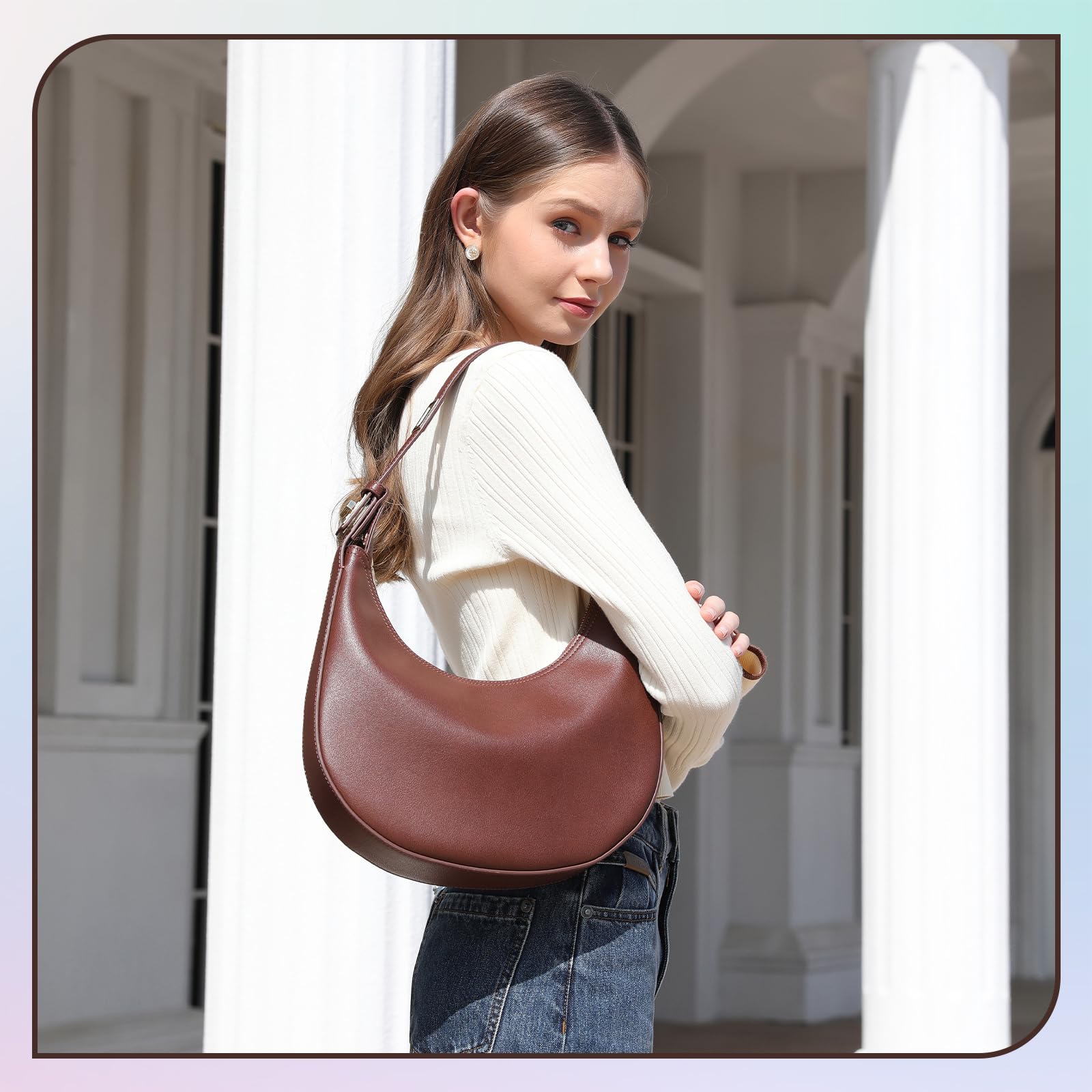 3-Way Adjustable Shoulder Handbag for Women - Waterproof Leather Crossbody Bag with Zip Closure, Hobo Purse & Clutch | Perfect for Work, Travel & Everyday Use