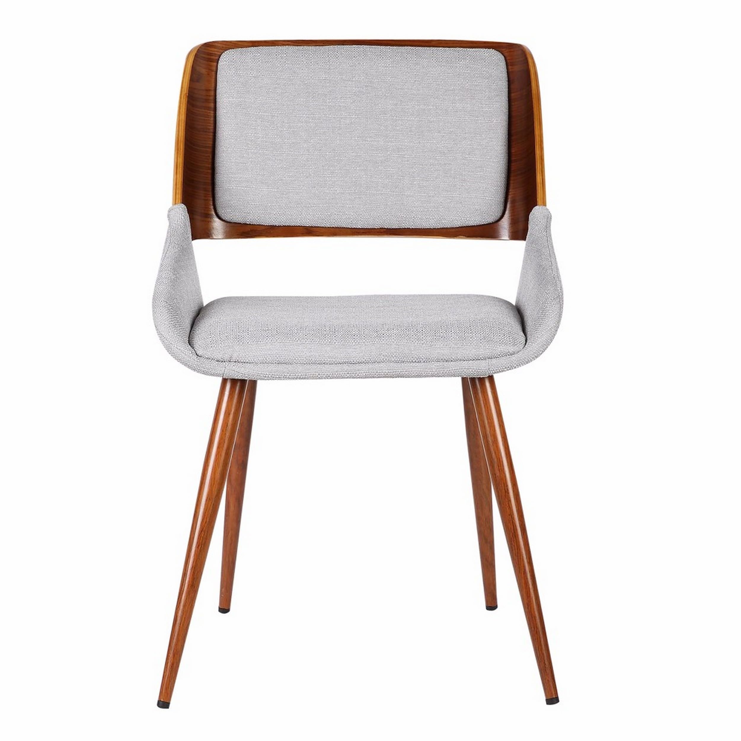 Benjara Mid Century Modern Fabric Dining Chair with Split Padded Back - Gray & Brown Upholstery | Comfortable Seating for Dining Room, Kitchen, or Home Office
