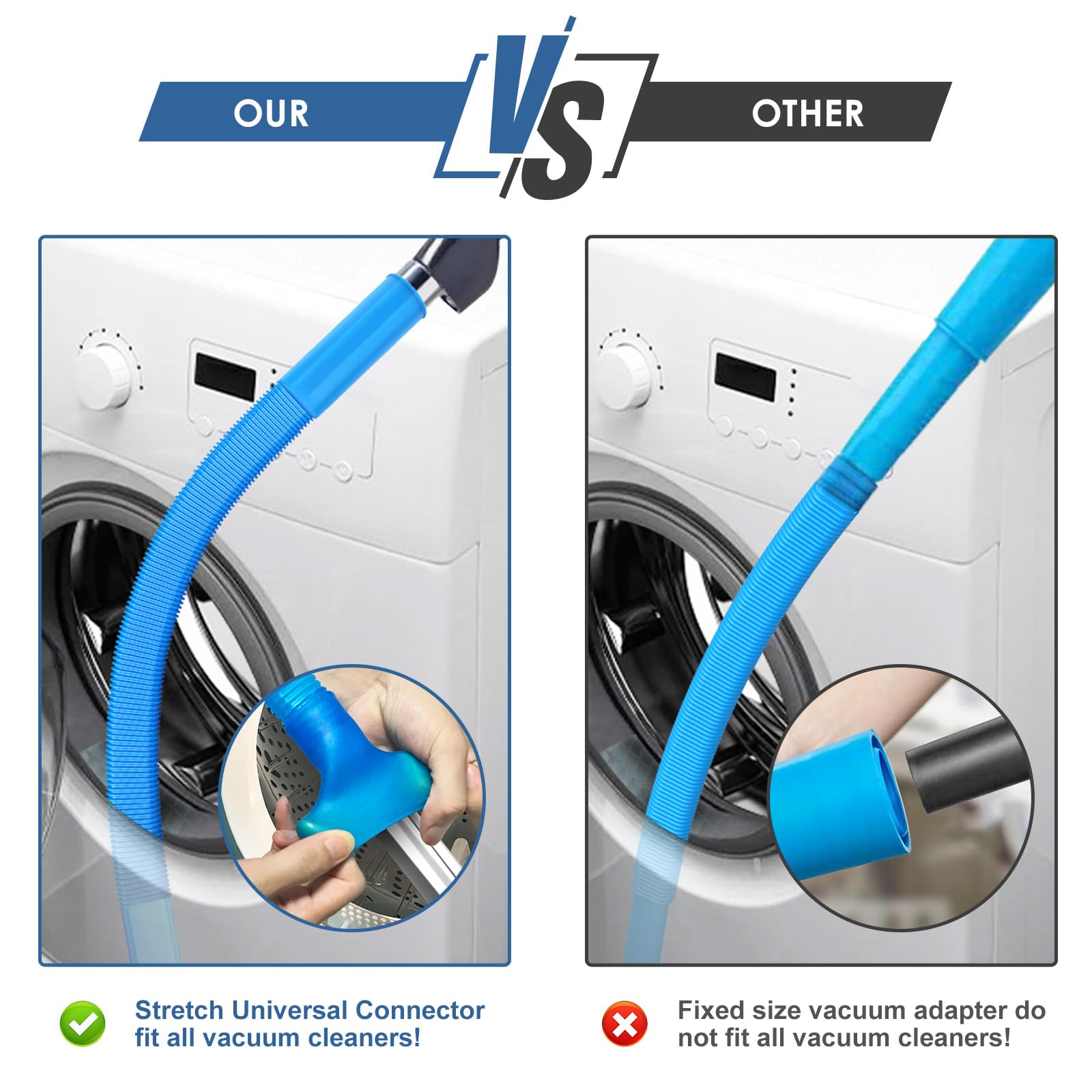 Dryer Vent Cleaner Kit - Universal Vacuum Attachment with Stretch Connector for Lint Removal | Heavy-Duty Cleaning Tool for Dryer Vents & Ducts | Perfect for Home Laundry Room Maintenance & Fire Prevention