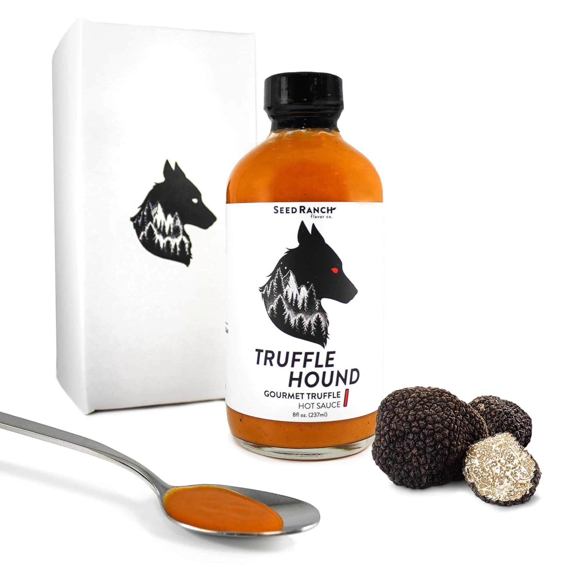 Seed Ranch Gourmet Truffle Hound Hot Sauce - Medium Heat Spicy Truffle Sauce with Chile de Arbol, Ghost Pepper & Garlic - Vegan, Non-GMO Hot Sauce for Pasta, Pizza, Wings & Burgers - Perfect for Cooking, Grilling & Dipping