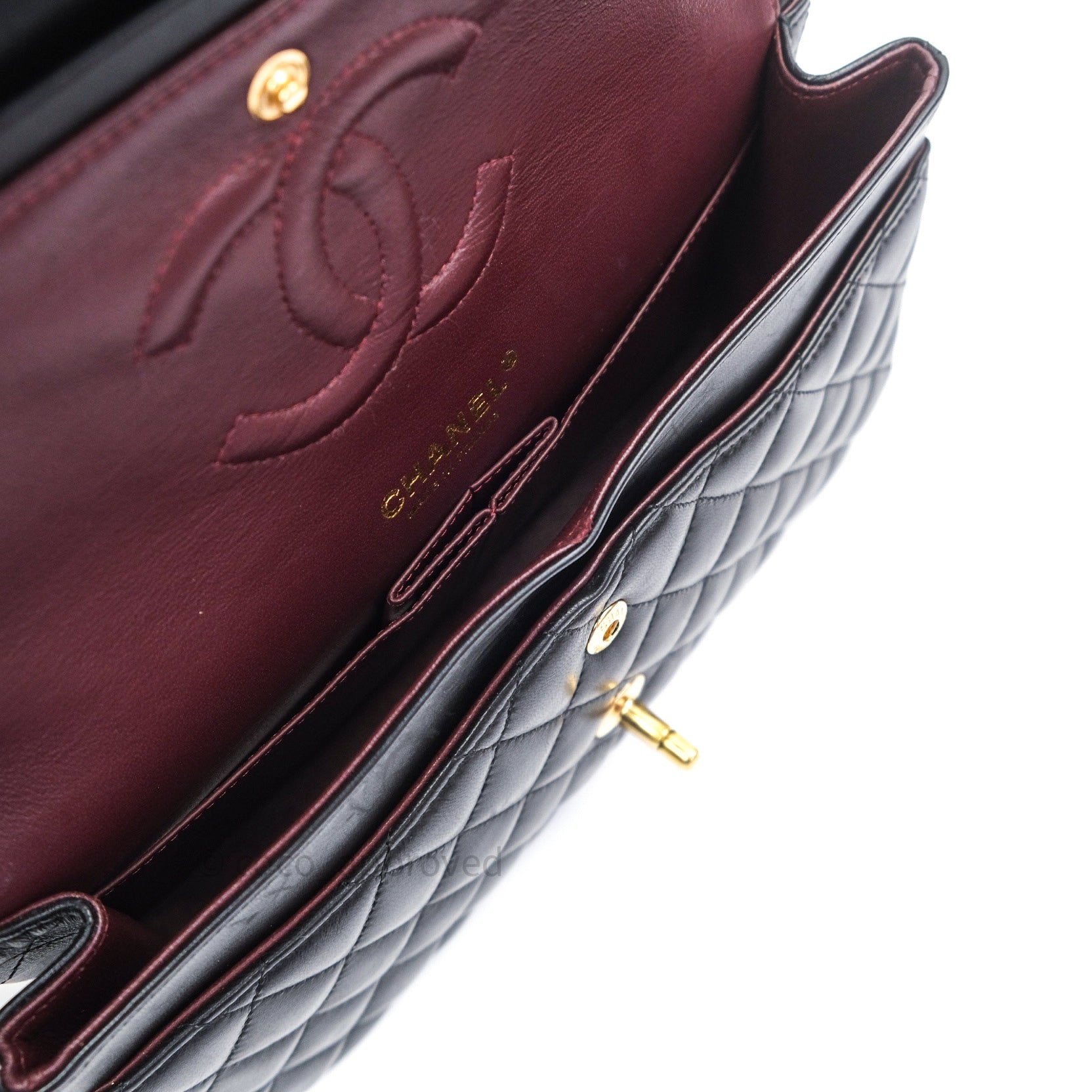 Chanel Classic Flap Bag M/L Size - Black Lambskin Leather with Gold Hardware - Luxury Handbag for Women, Perfect for Evening Events & Special Occasions