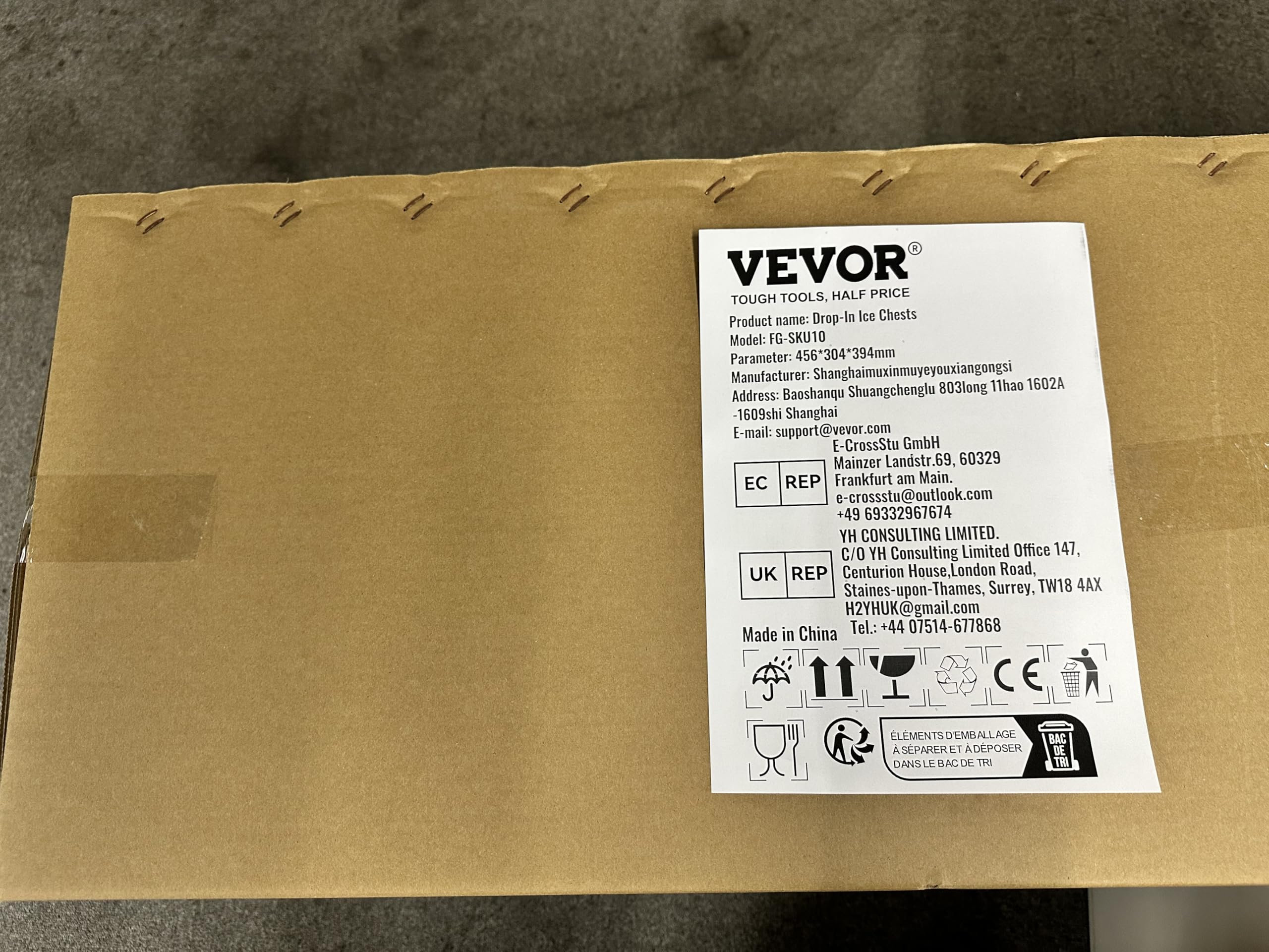 VEVOR 40.9 QT Stainless Steel Drop-In Ice Chest Cooler - 18