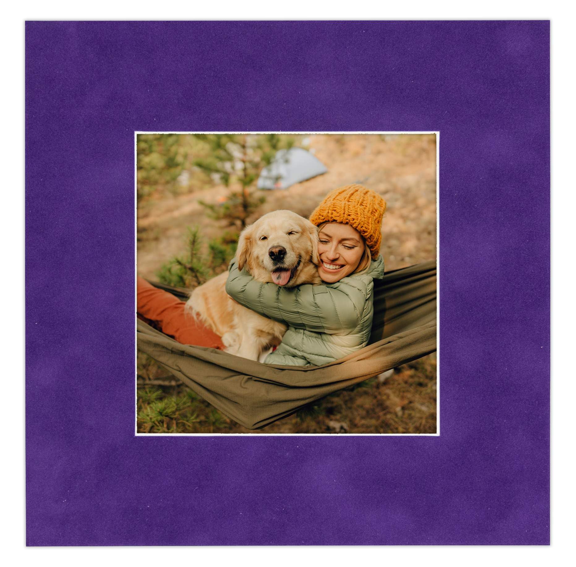 20x38 Acid-Free Purple Crocus Suede Precut Mat Board with Backing - Bevel Cut for 16x32 Photos - 4-Ply Thickness - Includes Crystal Clear Self-Seal Photo Mat Bag - Perfect for Picture Framing, Art Displays, and Home Decor