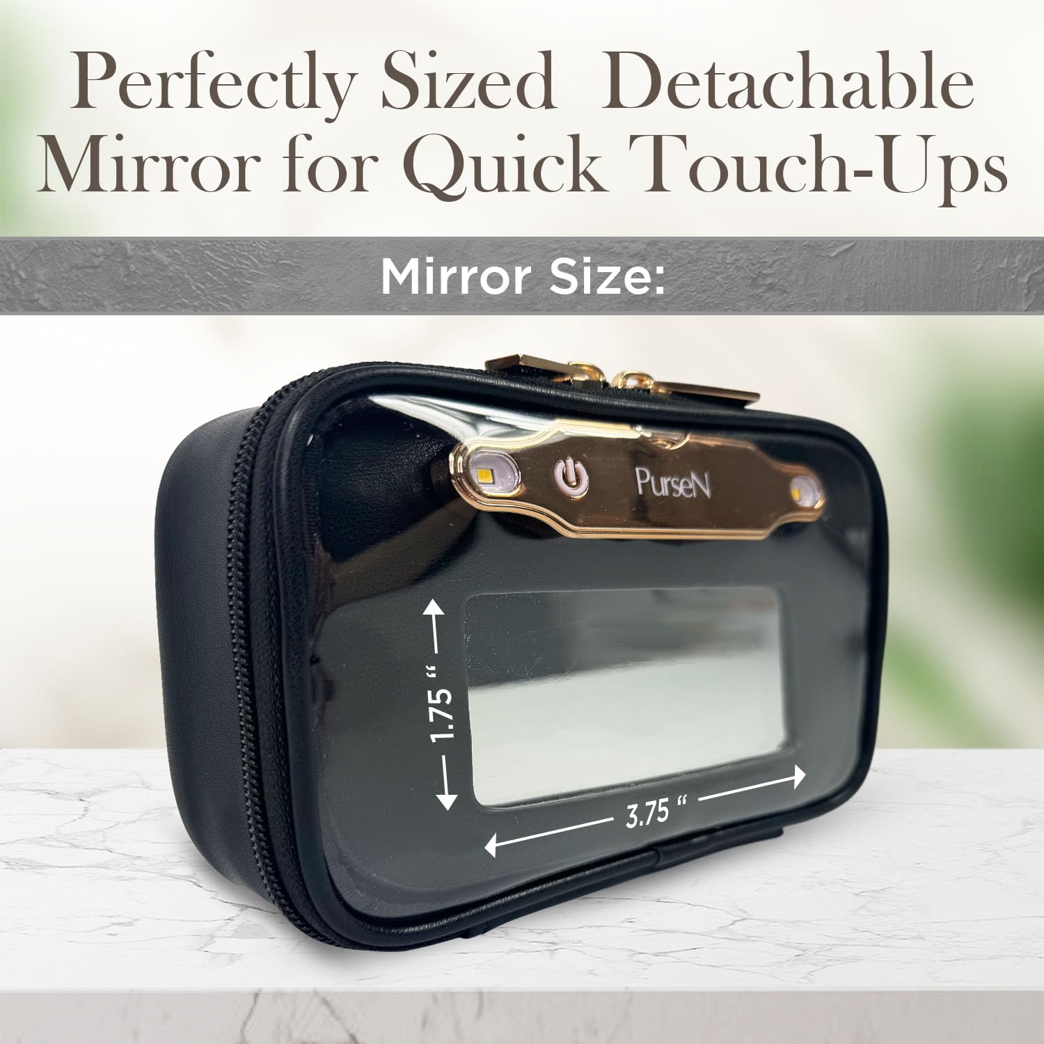 Premium LittMini Makeup Bag with Detachable Mirror & LED Light - Compact Travel Cosmetic Organizer with Removable Pouches - Perfect for Everyday Essentials, Airplane Carry-On & On-the-Go Touchups (Black)