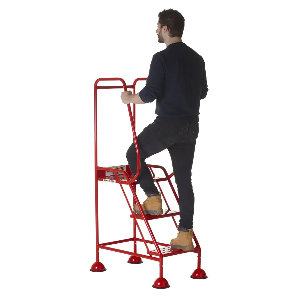 Climb It UK Domed Feet Steps - Red Non-Slip Ladder Accessories for Home, Garage, and Workshop Use