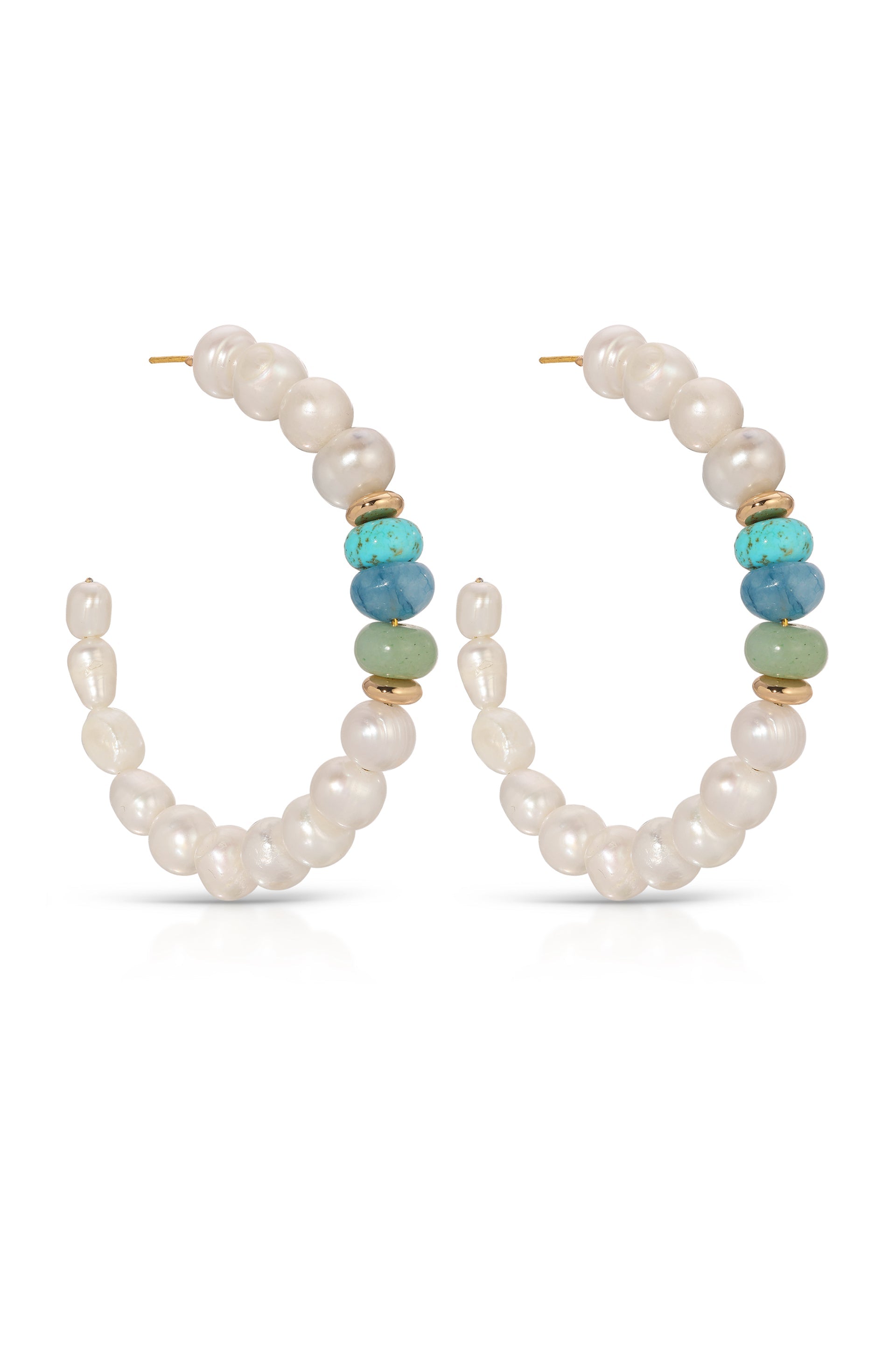 Stylish Pearl and Gemstone Hoop Earrings for Women - Perfect for Beach Vacations, Summer Outfits & Boho Fashion