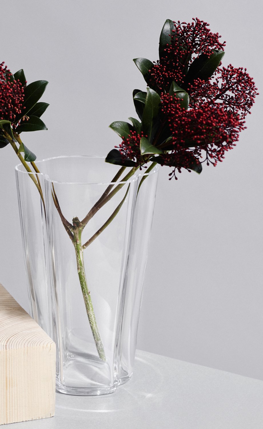 Iittala Aalto Vase 220mm Clear Glass - Modern Scandinavian Home Decor for Living Room, Dining Table & Wedding Centerpiece