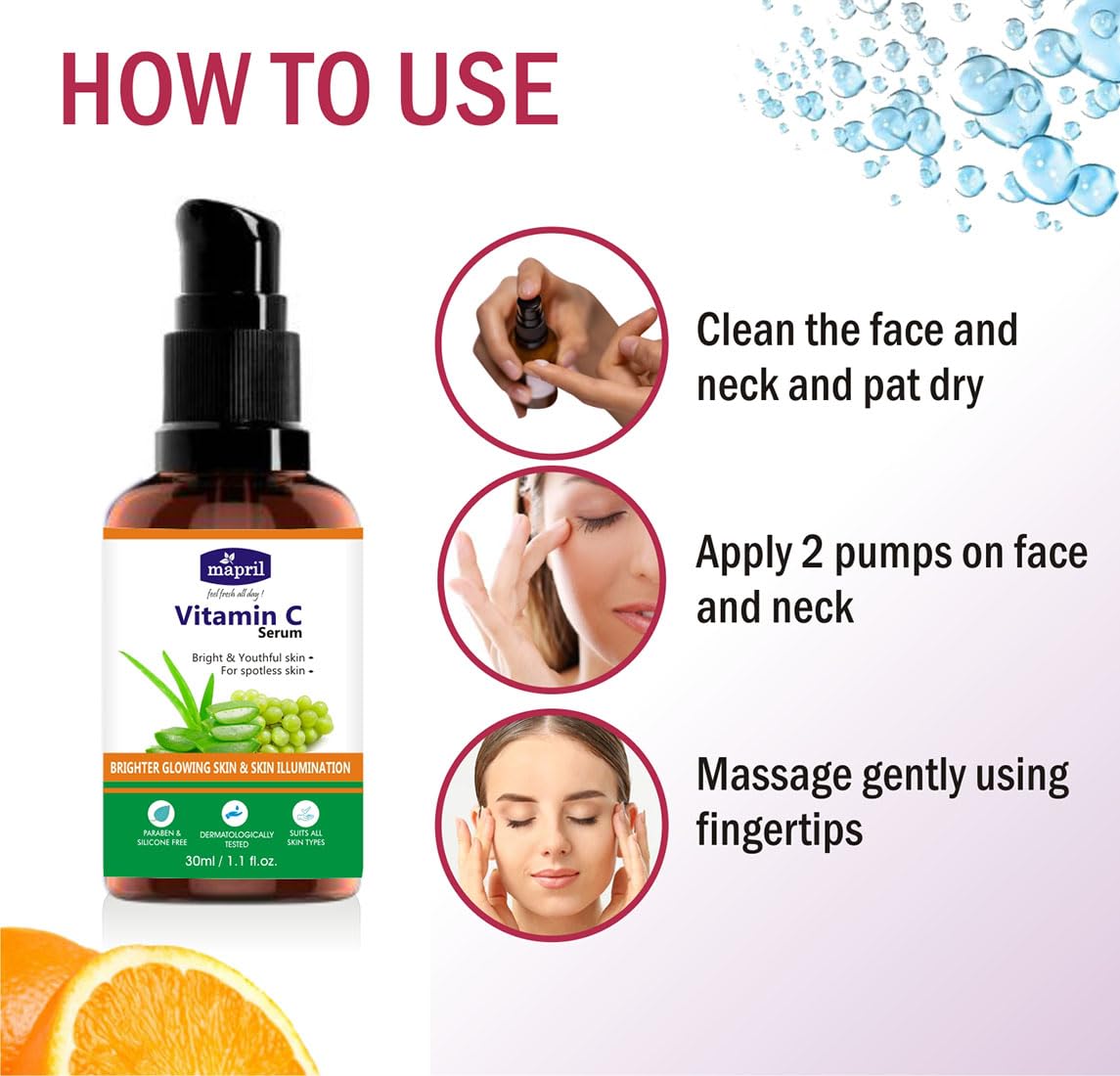 Mapril 15% Vitamin C Serum for Face - Brightening & Anti-Aging Treatment for Dark Spots, Dull Skin, Wrinkles & Acne - Lightweight, Non-Greasy & Vegan Formula (30ml) - Perfect for Daily Skincare Routine & Travel