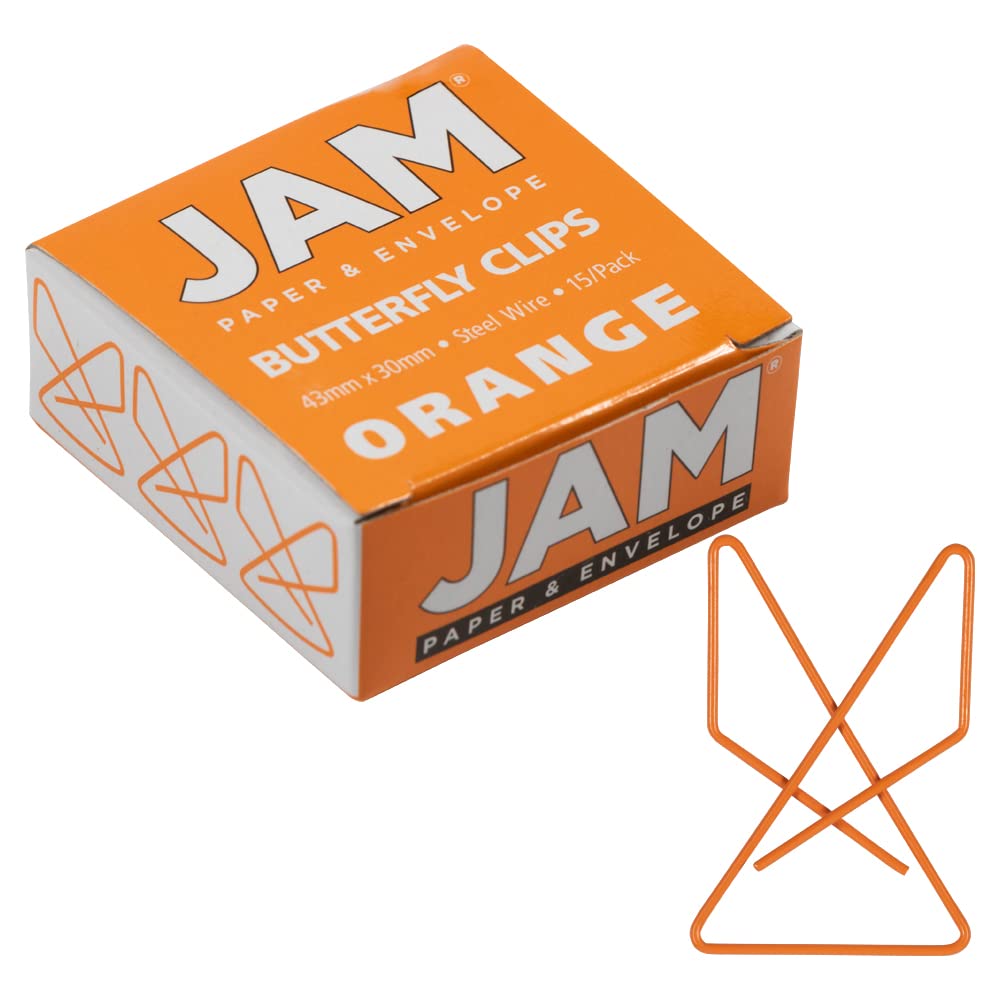 Colorful Butterfly Paper Clips - Orange Stationery Clamps - 15 Pack for Office, School & Crafting Supplies - Perfect for Organizing Documents, Notes & DIY Projects