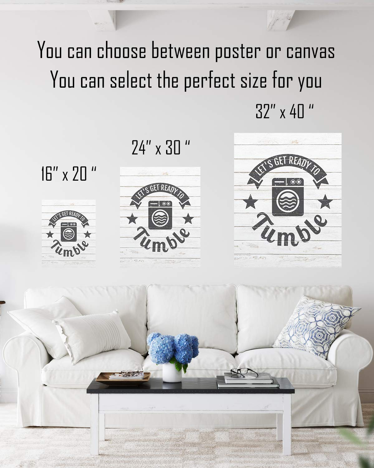 32x40-inch Unframed Canvas Wall Art Decor Print - Perfect for Laundry Room & Home Decor | Let's Get Ready to Tumble