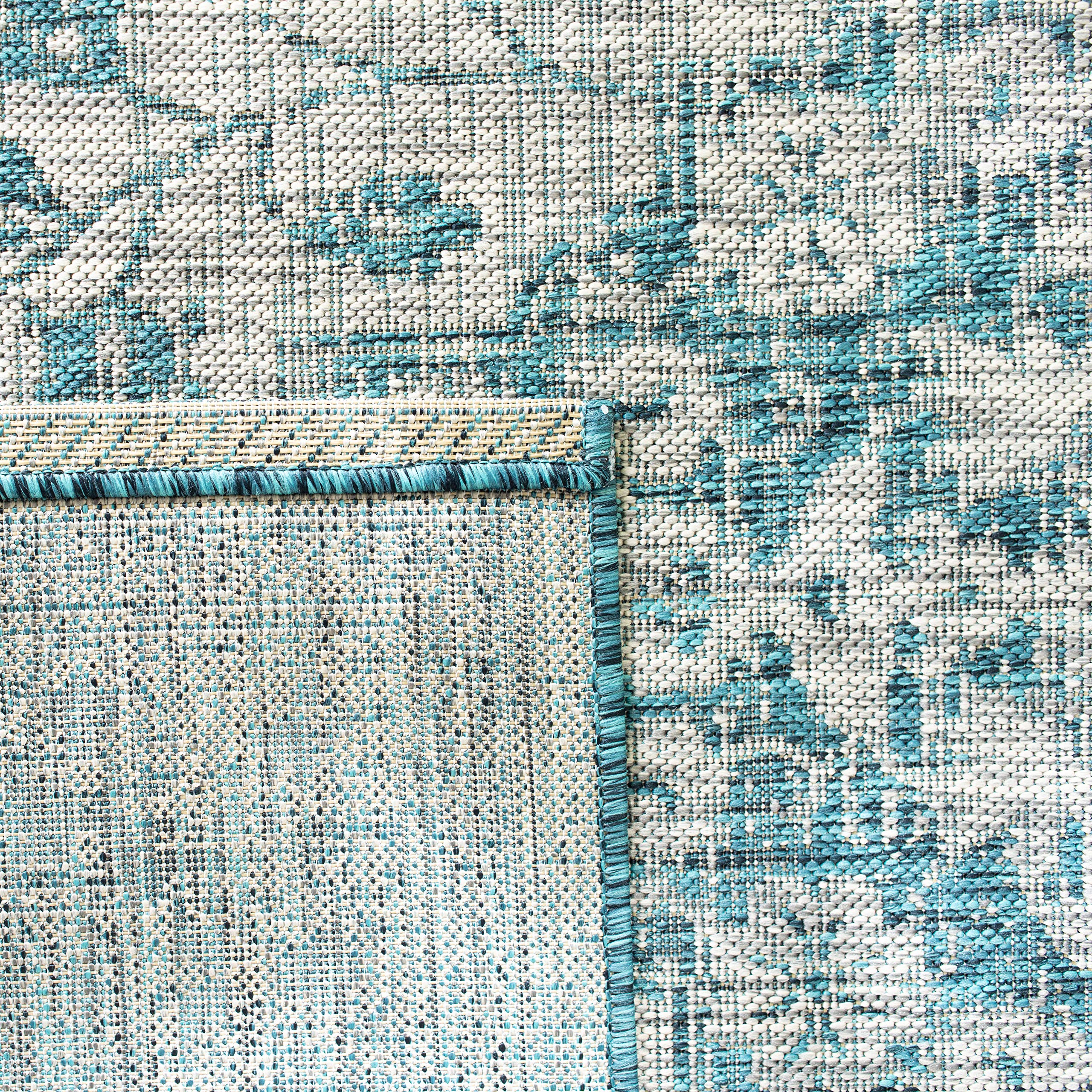 SAFAVIEH Courtyard Collection 8' x 11' Grey/Blue Indoor Outdoor Waterproof Rug - Easy to Clean, Stain Resistant Area Rug for Patio, Backyard, Mudroom, Deck & Poolside (CY8231)