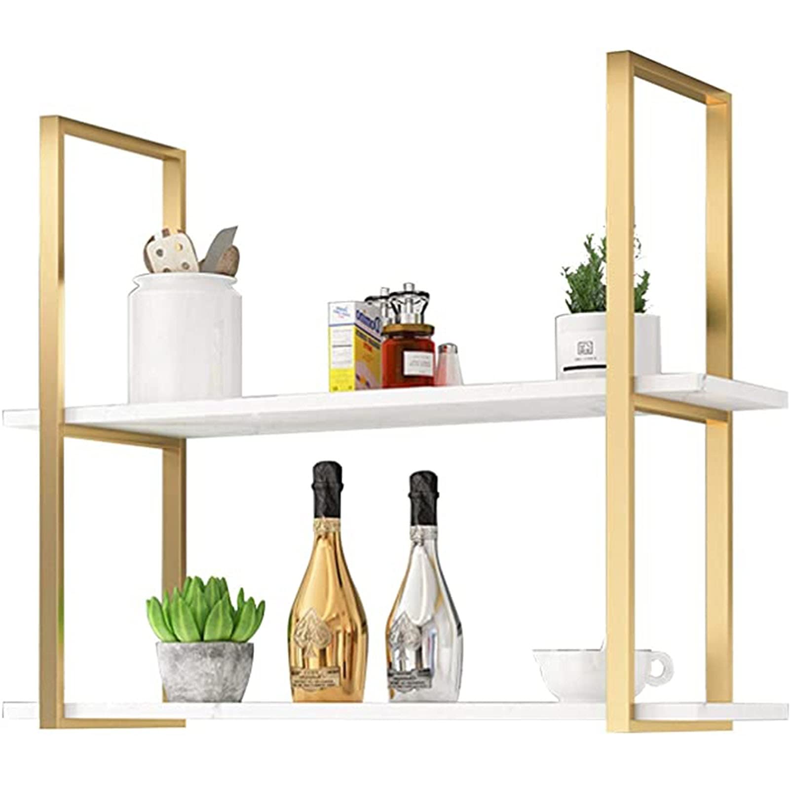 WERTY Industrial Ceiling Shelf - Heavy Duty Metal Floating Shelves for Wall, Rustic Garage Storage Rack, Wooden Bookshelf with Brackets (80x30x70cm) - Perfect for Home Office, Living Room & Garage Organization
