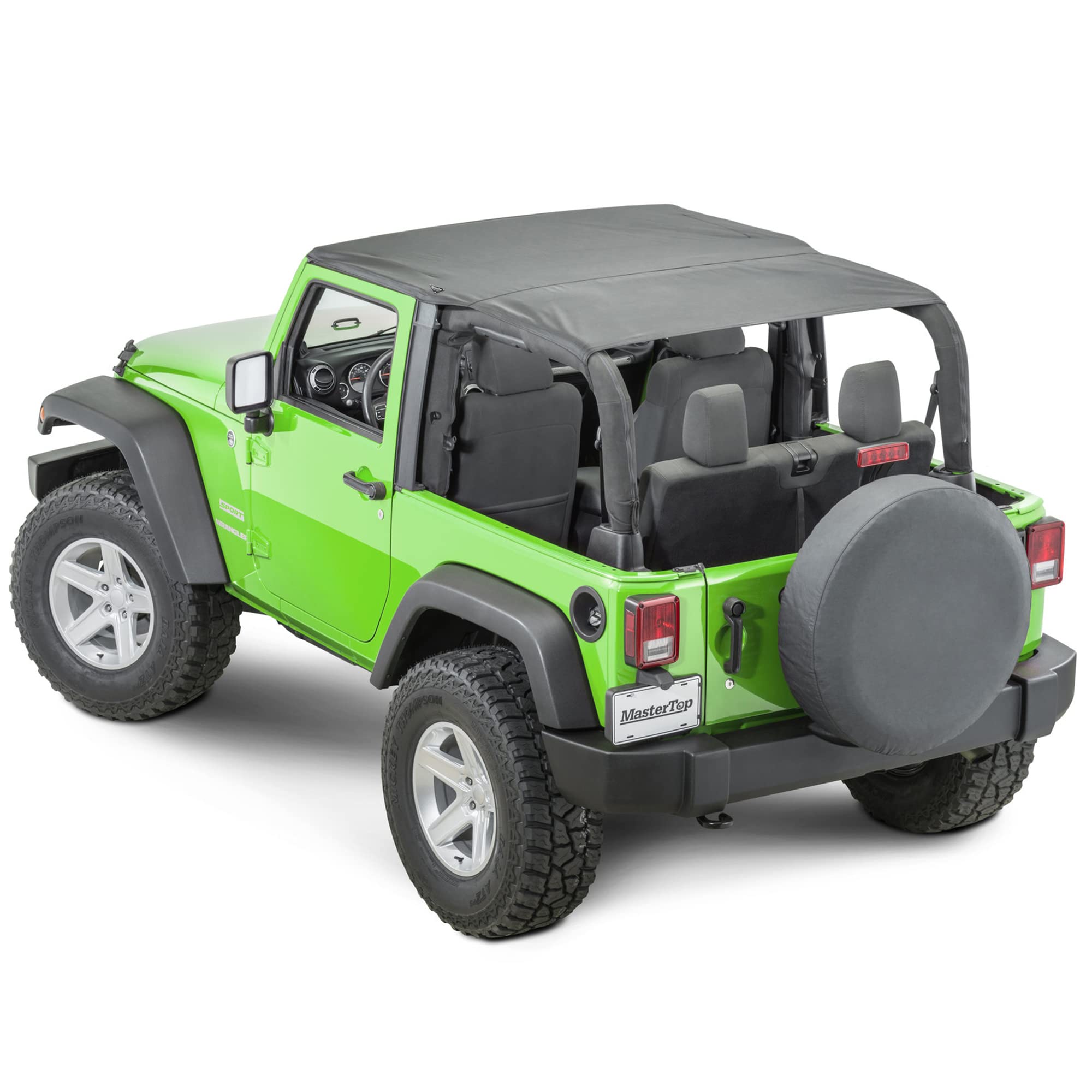 MasterTop Bimini Top Sunshade for 2-Door Jeep Wrangler JK (2007-2018) - Waterproof UV Protection Jeep Bikini Top with Header Bar - Perfect for Beach, Off-Road & Summer Driving