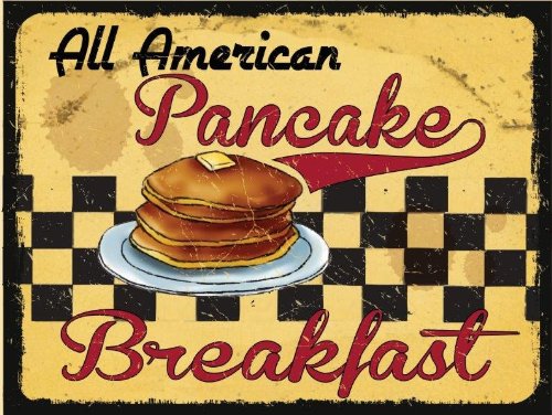 Vintage All American Pancake Breakfast Metal Sign - Retro Diner & Cafe Wall Decor for Kitchen, Restaurant, or Home - Perfect for Breakfast Nook, Coffee Shop, and Farmhouse Style Decor
