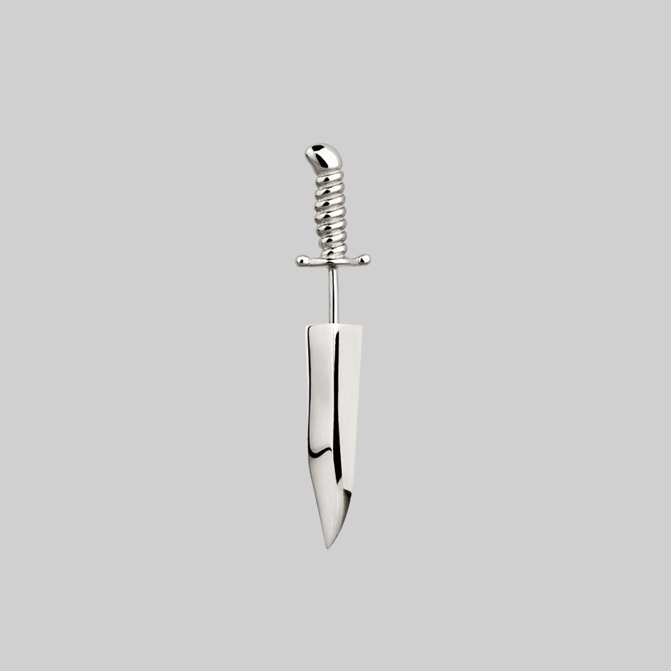 TORN Silver Short Dagger Single Earring - Edgy Punk Jewelry for Women, Gothic Fashion Accessory | Perfect for Concerts, Parties & Alternative Style