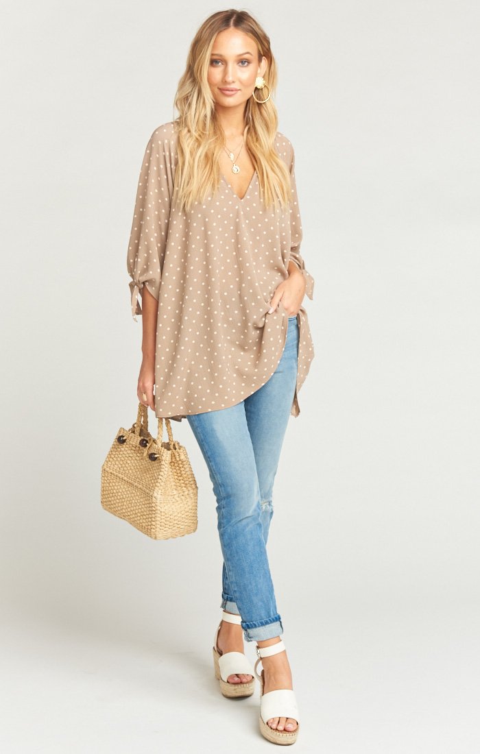 Stylish Astrid Tunic for Women - Flowy Casual Blouse with V-Neck & 3/4 Sleeves - Perfect for Office Wear, Date Nights & Summer Outfits