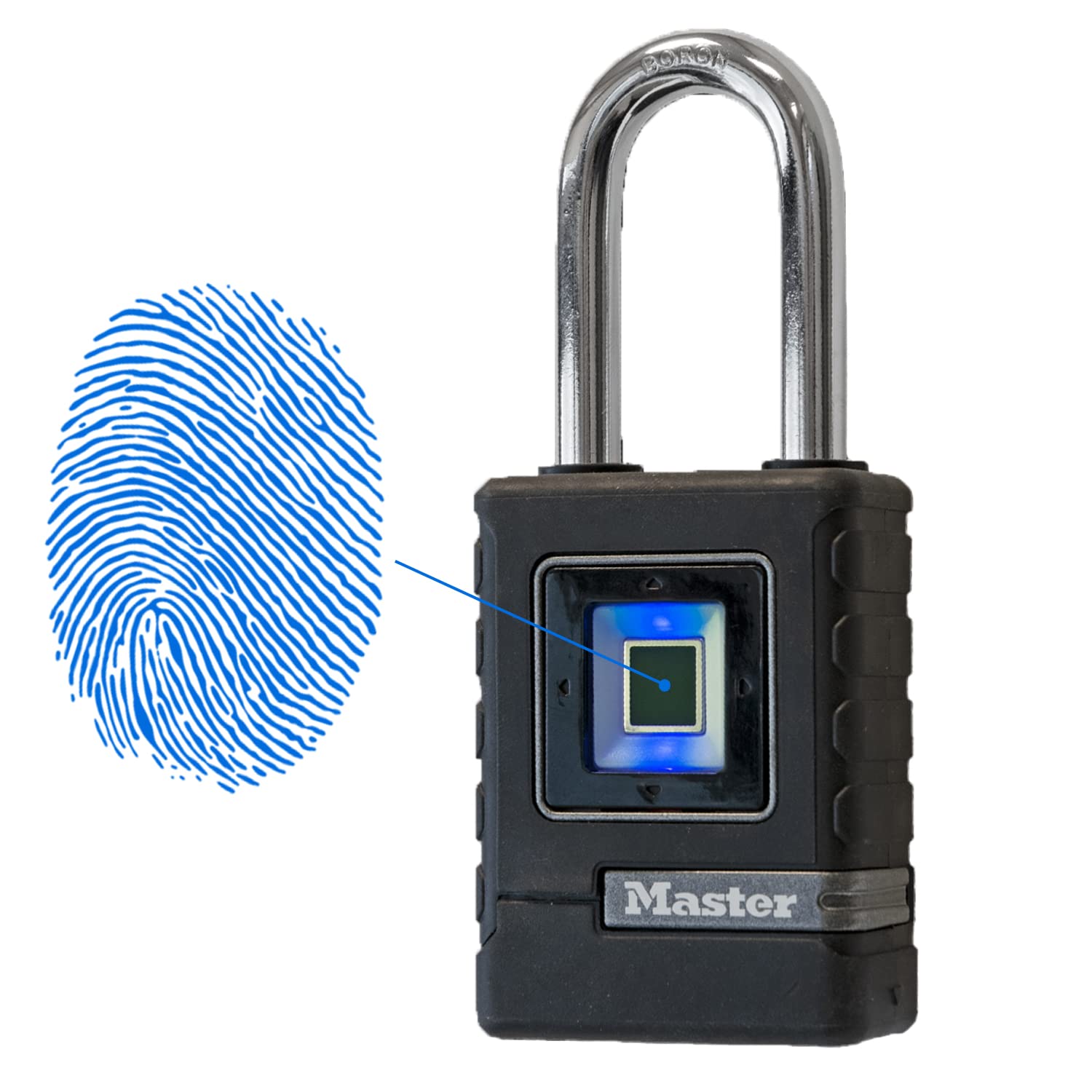 MASTER LOCK Heavy Duty Biometric Padlock - Weatherproof Fingerprint & Keypad Lock with Long Shackle (4901EURDLHCC) - Secure Storage for Outdoor Gates, Lockers, Toolboxes & Sheds