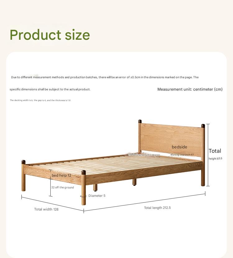 Solid Oak Wood Kids Bed - Sturdy & Safe Children's Bedroom Furniture for Toddlers & Teens - Perfect for Bedrooms, Daycare, and Guest Rooms