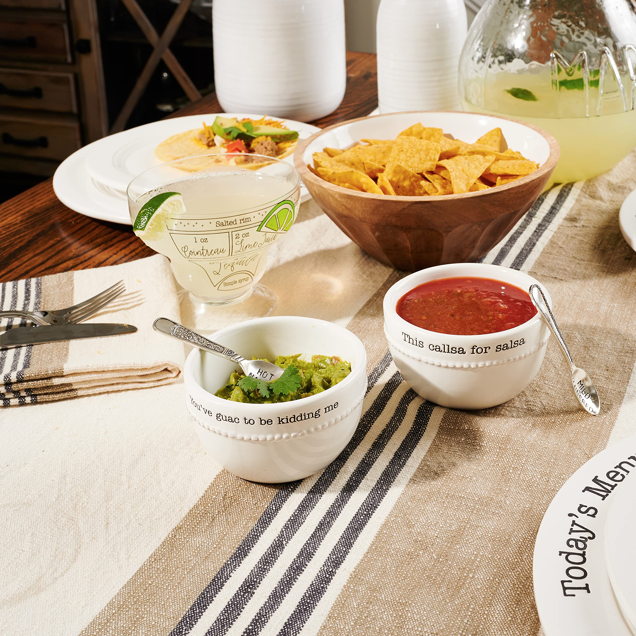 Mud Pie 6-Piece Clear Stemless Margarita Glass Set with Ingredients - Perfect for Cocktail Parties, Home Bars & Summer Entertaining