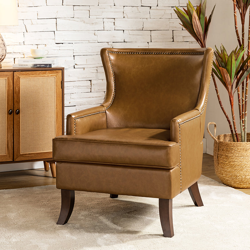 Mid Century Modern Vegan Leather Accent Armchair - Aurelia Stylish Lounge Chair for Living Room, Office & Reading Nook