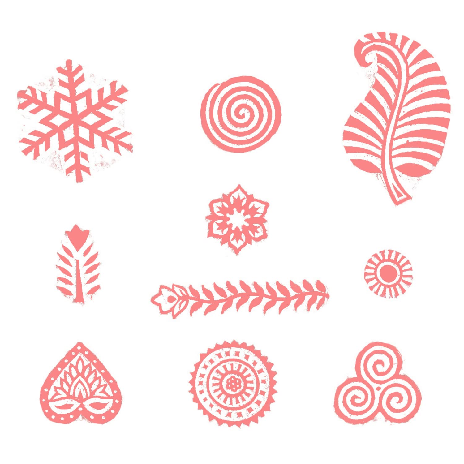 Wooden Pottery Printing Blocks - Pack of 10 Handcrafted Clay & Textile Stamps for DIY Crafts, Saree Borders, Ceramics & Tattoo Designs - Perfect for Pottery Making, Fabric Printing & Art Projects - HASHCART®