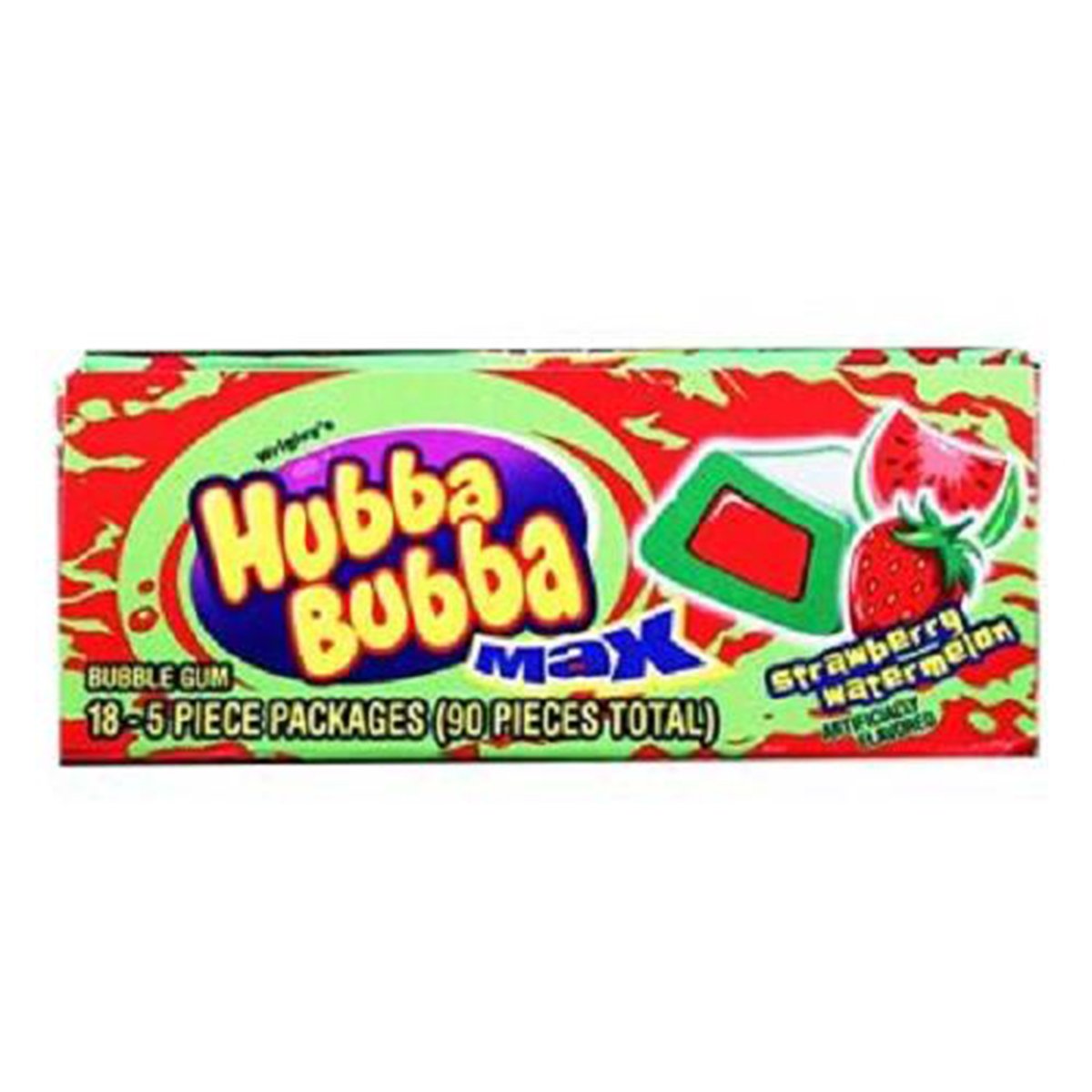 Hubba Bubba Max Bubble Gum - Strawberry & Watermelon Flavor (36 Count, 2 Packs of 18) | Bulk Wholesale Chewing Gum for Parties, Gifts & Everyday Snacking