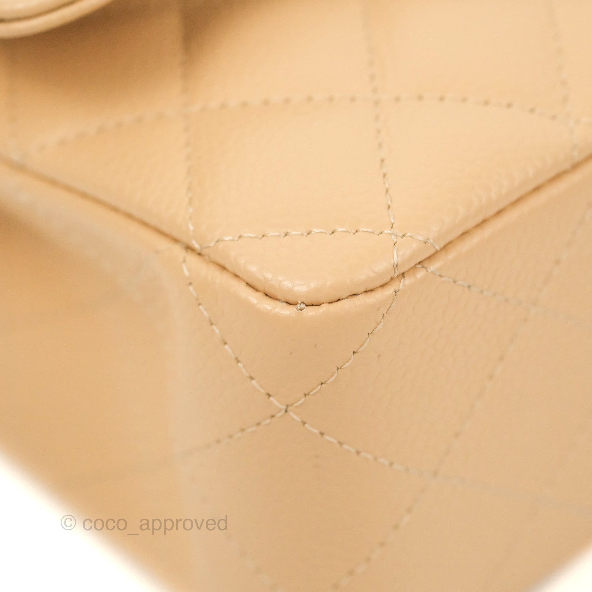 Chanel Classic Medium Flap Bag Quilted Beige Caviar Leather with Silver Hardware - Perfect for Everyday Luxury & Special Occasions