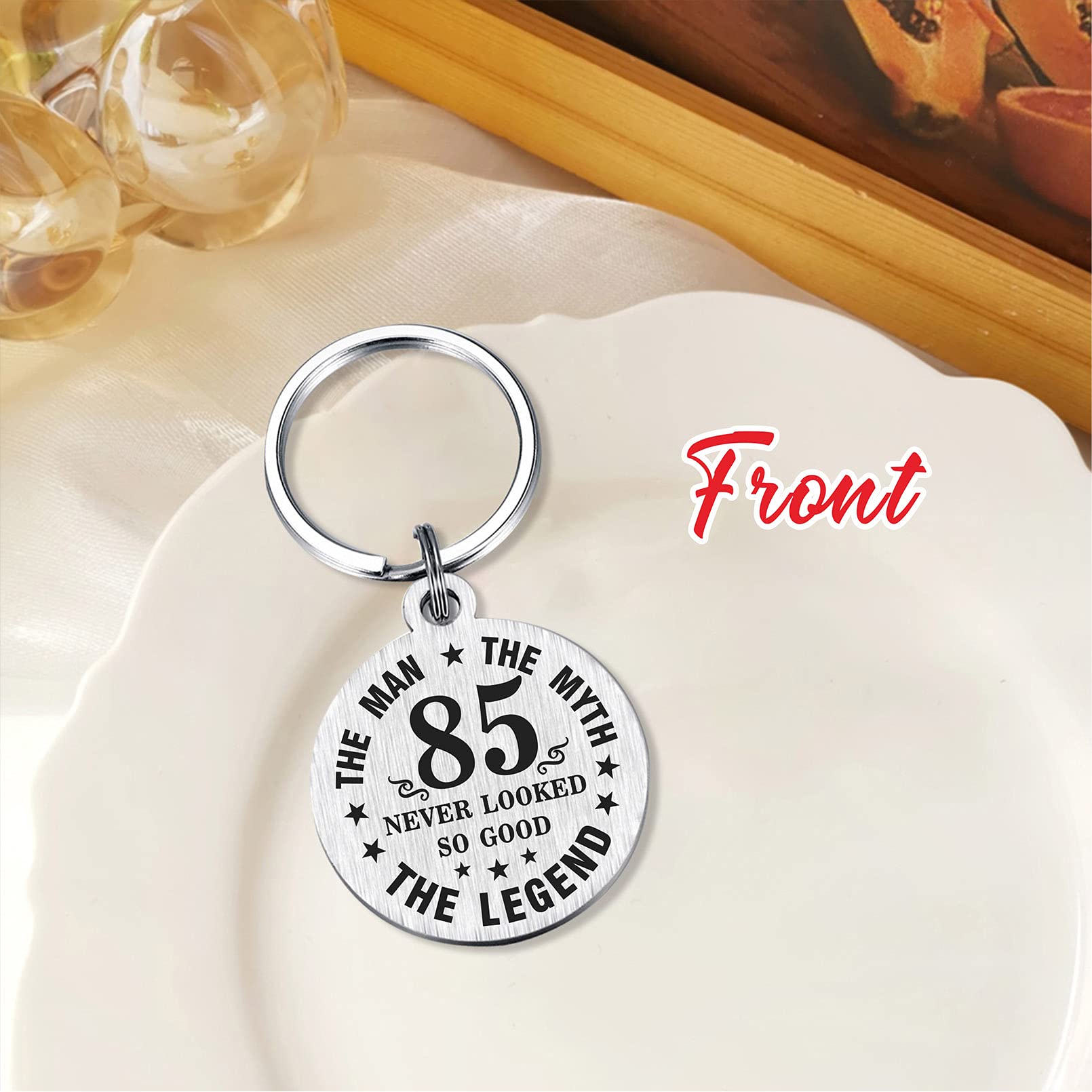Vintage 85th Birthday Keychain for Men - Unique 85 Year Old Male Gift Idea - Perfect for Father's Day, Retirement Party & Milestone Celebrations