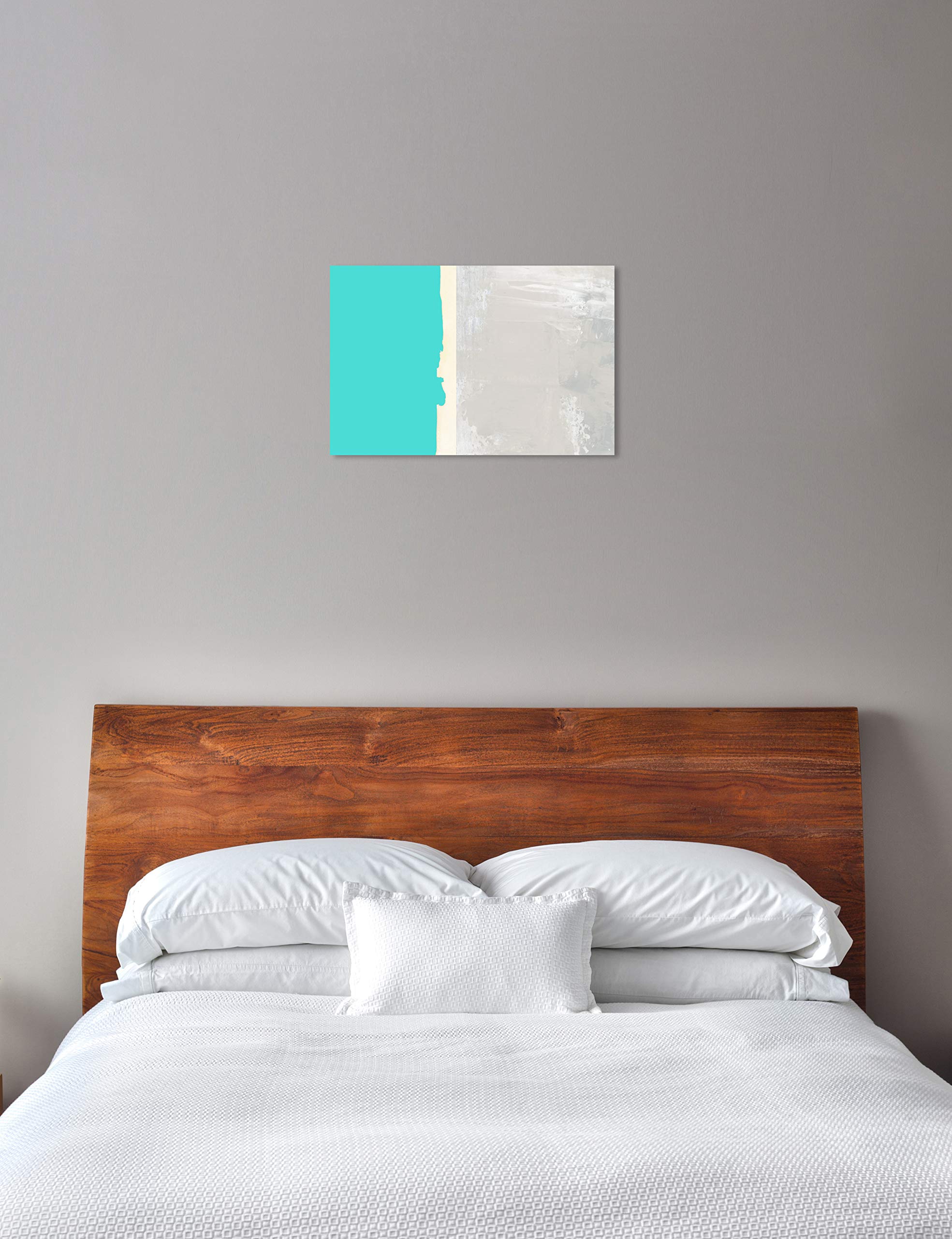 Abstract Wall Art Canvas Print 'Divided Turquoise' - Blue & Gray Modern Home Decor - 30