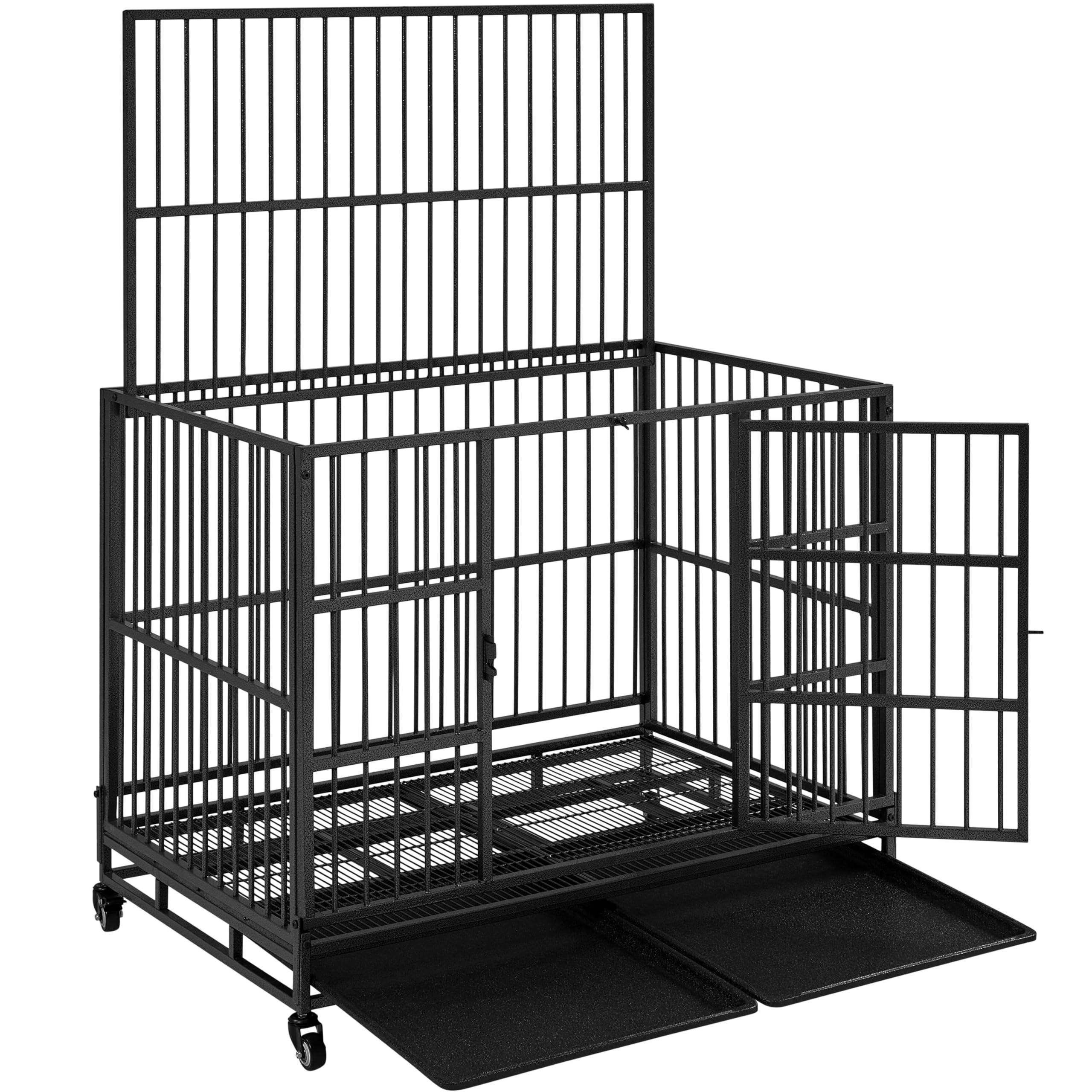 Yaheetech 42 Inch Heavy Duty Dog Crate - Large Indestructible Pet Kennel with 2 Doors, Lockable Wheels & Removable Tray - Indoor Outdoor Use for Dogs, Puppies, Cats - Perfect for Home, Travel, Vet Visits (42