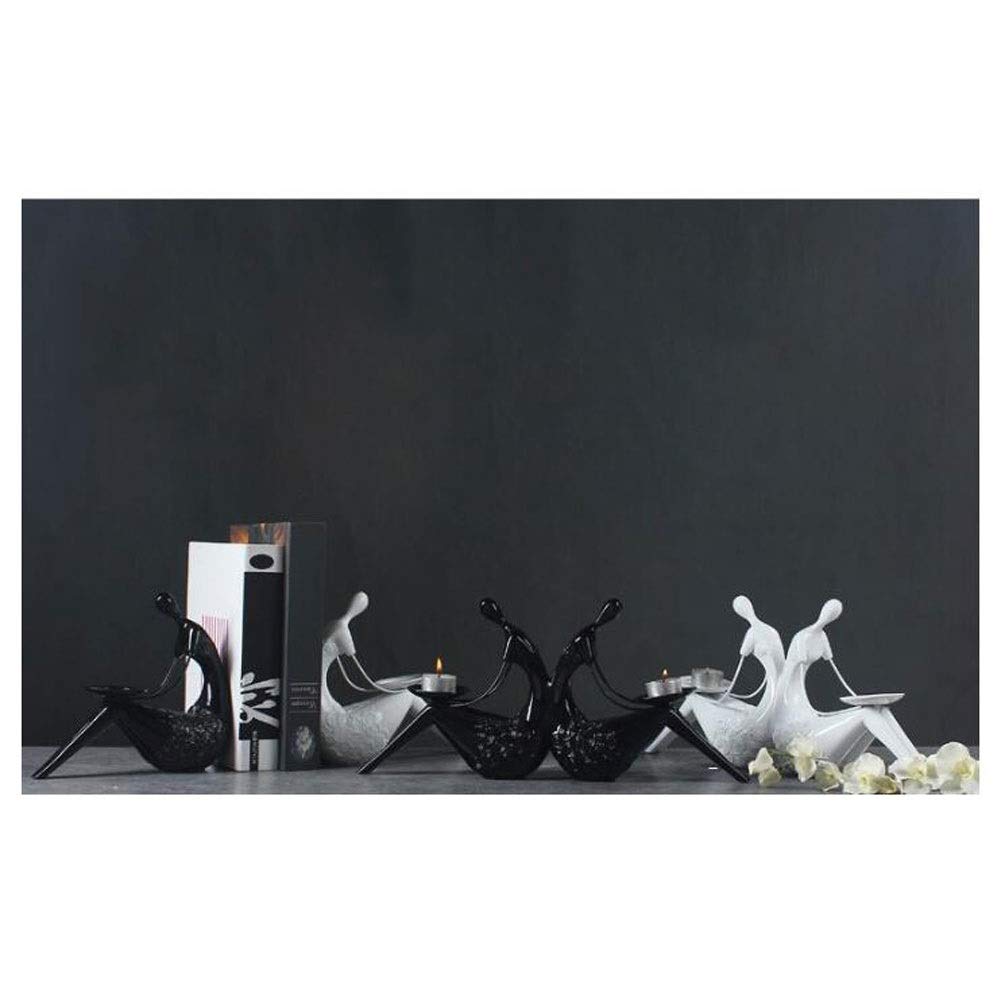 Nordic Resin Bookends with Candle Holder - Stylish Desk Organizer for Books, Office & Home Decor - Perfect for Shelves, Study & Workspace (Black)