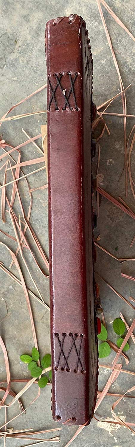 Vintage Leather Journal Notebook - 10 x 13 Inches Handmade Book of Shadows with Seven Chakra & Medieval Stone Embossing | Perfect for Wicca, Witchcraft, Poetry Writing, Sketching, College Notes & Office Diary | Spiritual Gift & Meditation Companion