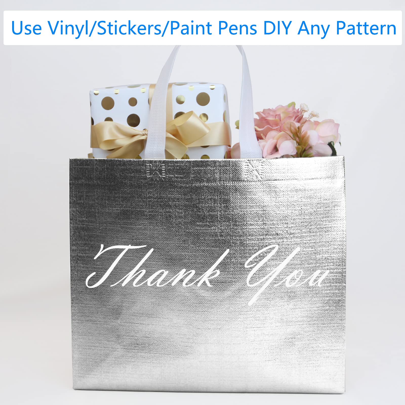HUANN Rose Gold Bachelorette Party Gift Bags - Large Glossy Reusable Non-Woven Tote Bags for Bridal Shower, Wedding Favors & Girls Night Out