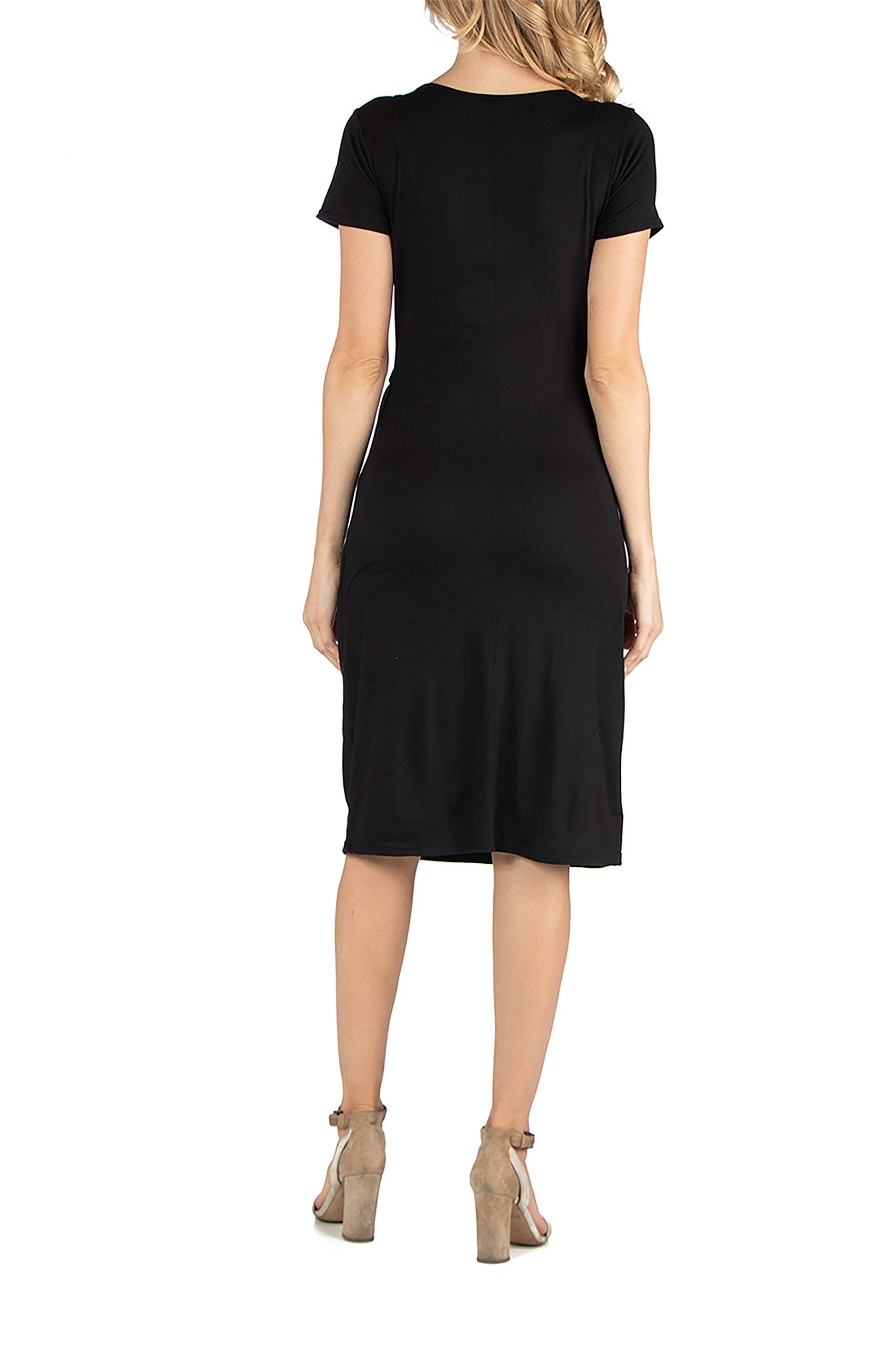 24seven Comfort Women's Maternity V-Neck Short Sleeve Knee-Length Faux Wrap Dress - Made in USA - Small to 3X - Perfect for Pregnancy, Nursing & Special Occasions