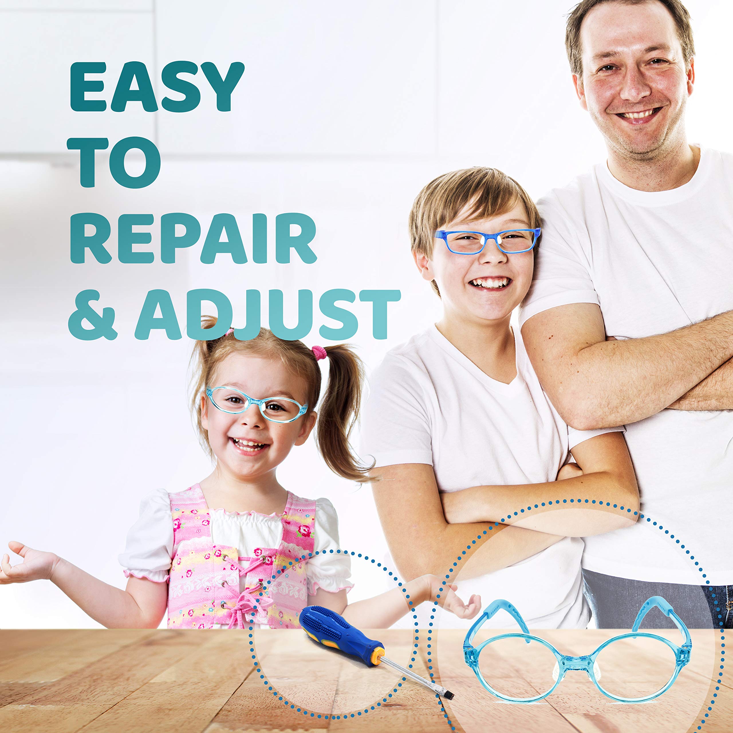 Adjustable Kids Glasses for Boys & Girls - Prescription Eyeglasses for Children with Flexible Frames - Perfect for School, Reading, and Daily Activities (2004)