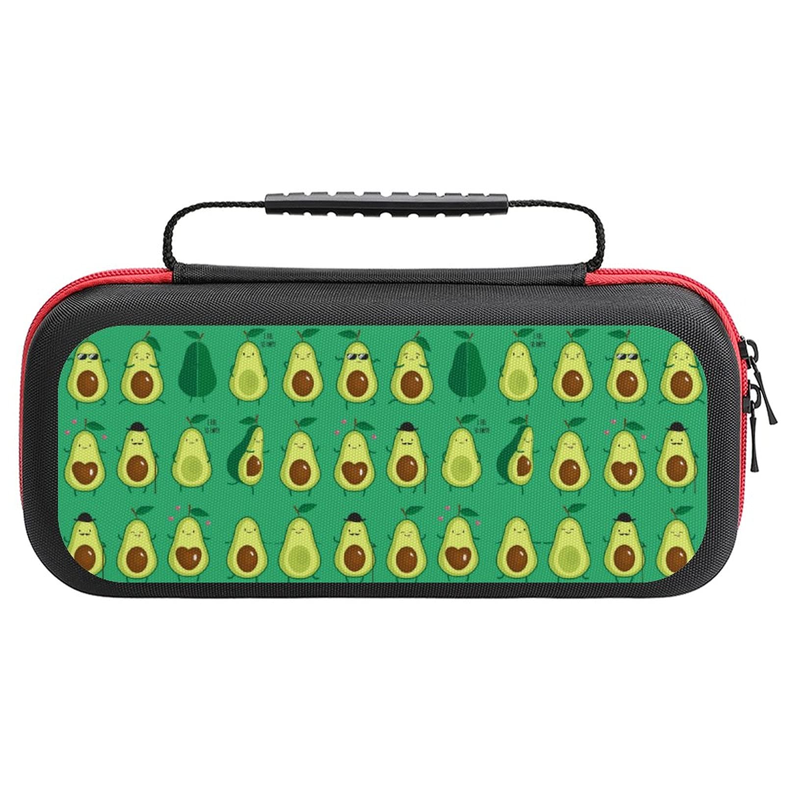 Cute Avocado Printed Carrying Case for Nintendo Switch Lite - Portable Travel Storage Bag with Accessories Pouch | Perfect for Gaming On-The-Go & Travel Protection